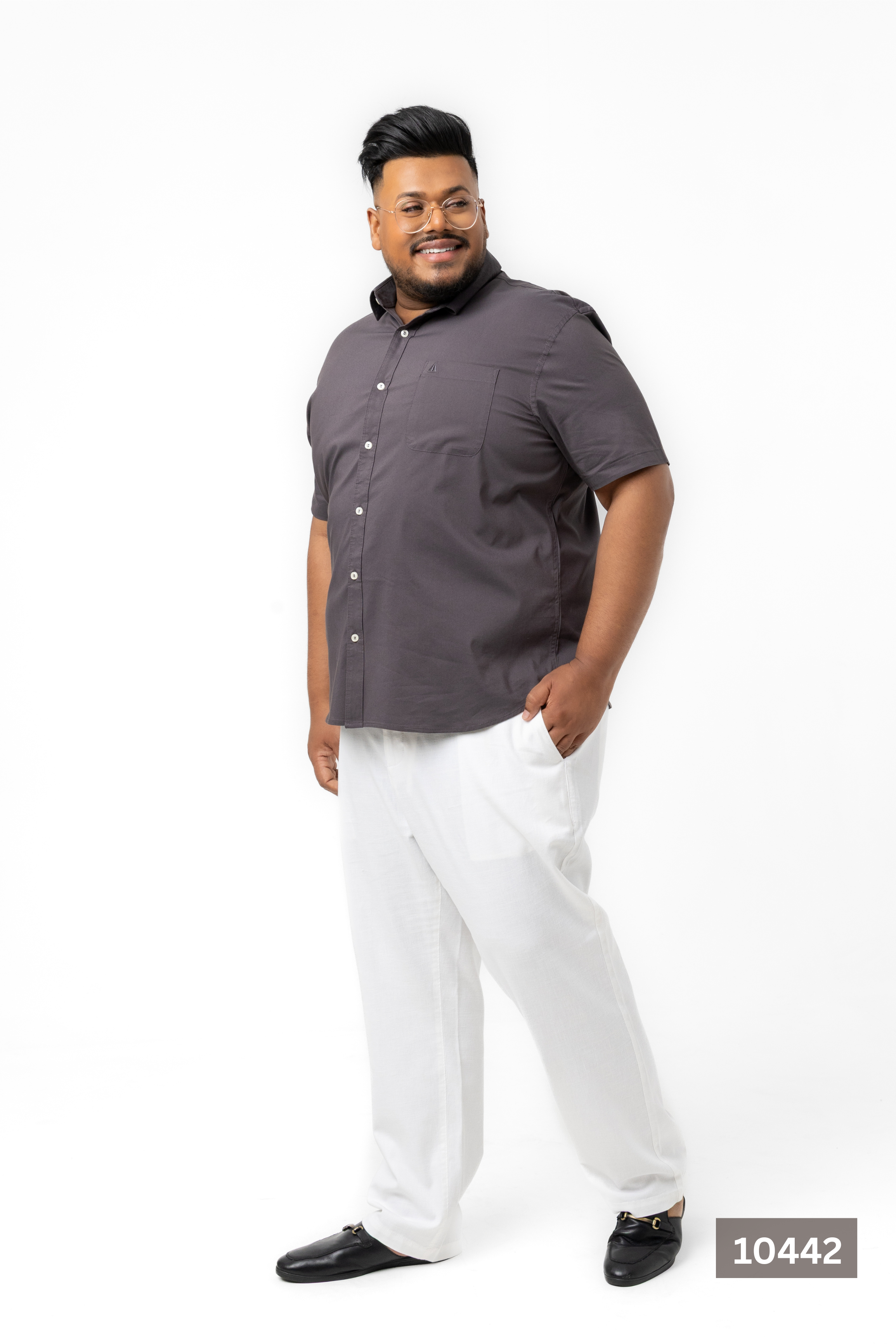 Plus Size Cotton Solid Shirt – Charcoal Grey | AnationZ