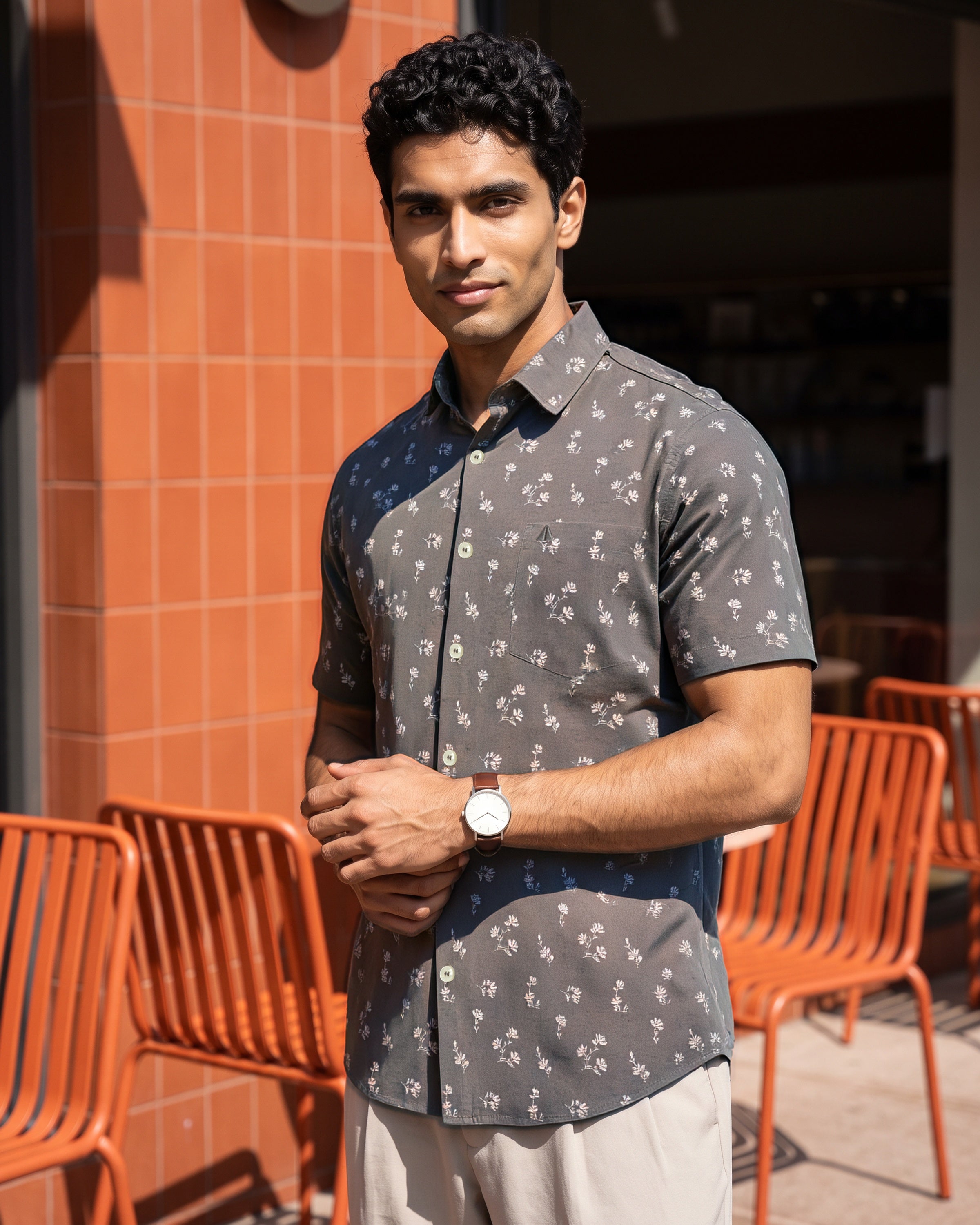 AnationZ Heritage Linen Printed Short Sleeve Shirt - Sri Lanka