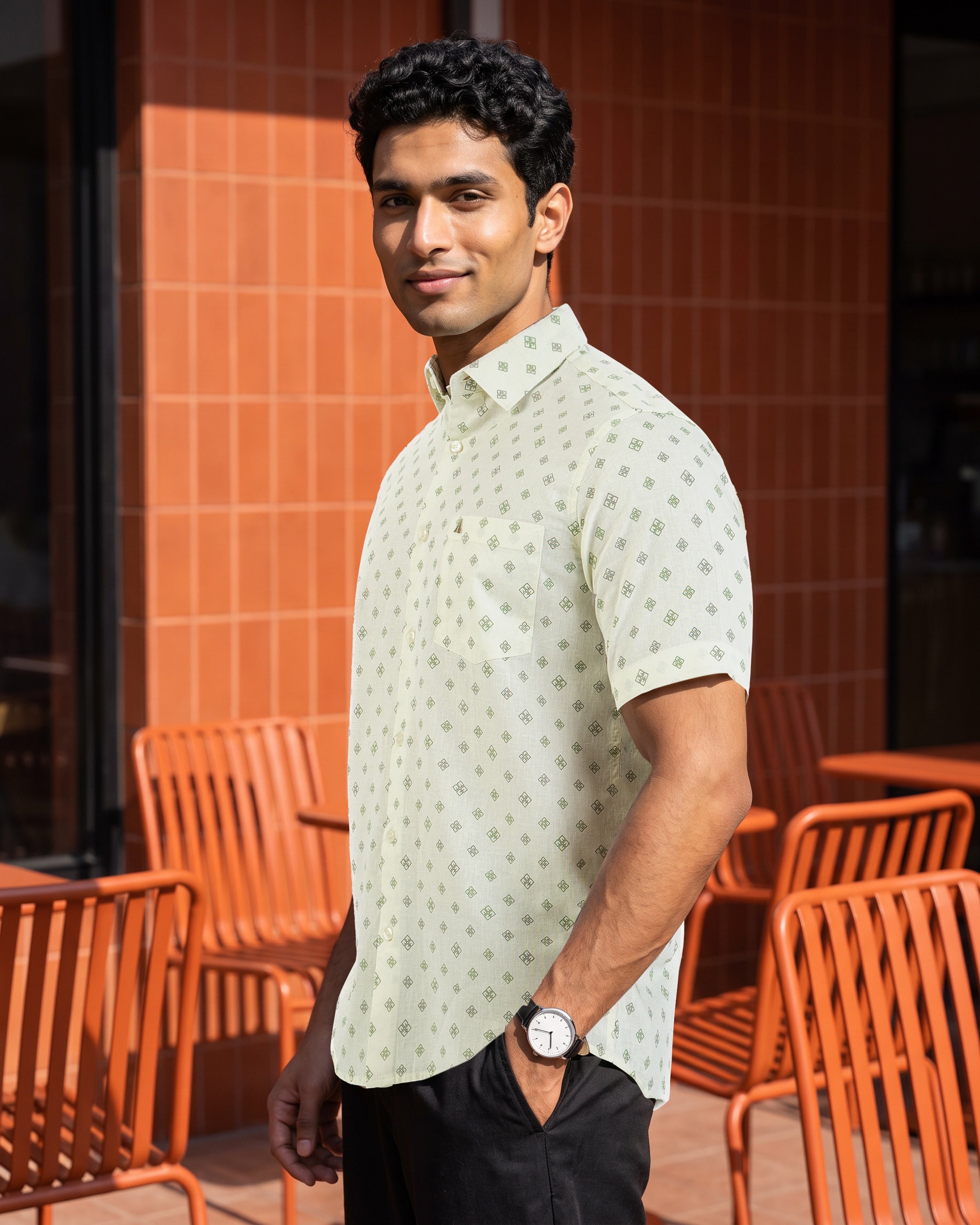 AnationZ Heritage Linen Printed Short Sleeve Shirt - Sri Lanka