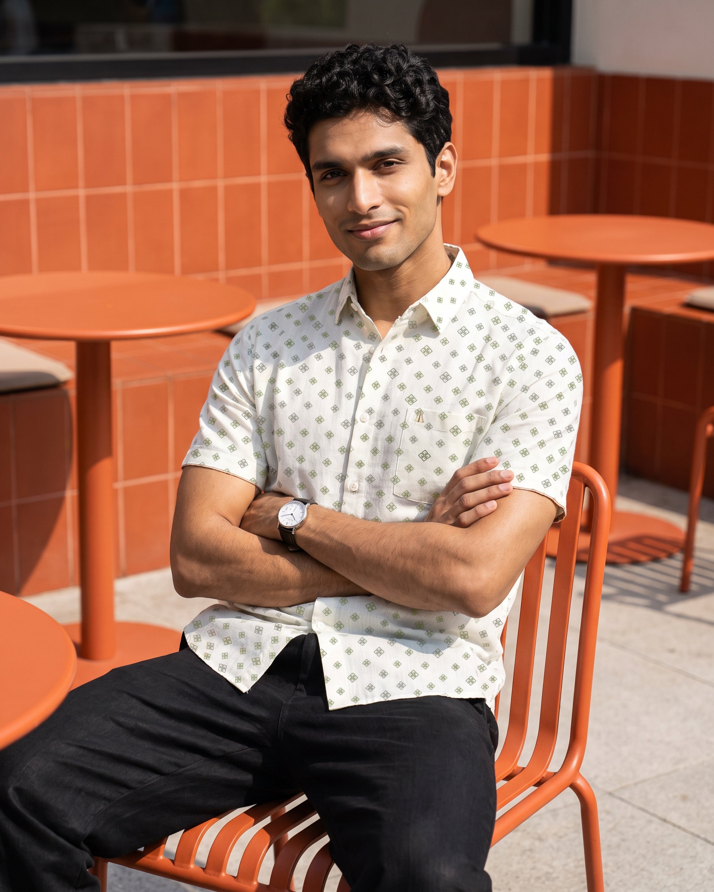 AnationZ Heritage Linen Printed Short Sleeve Shirt - Sri Lanka