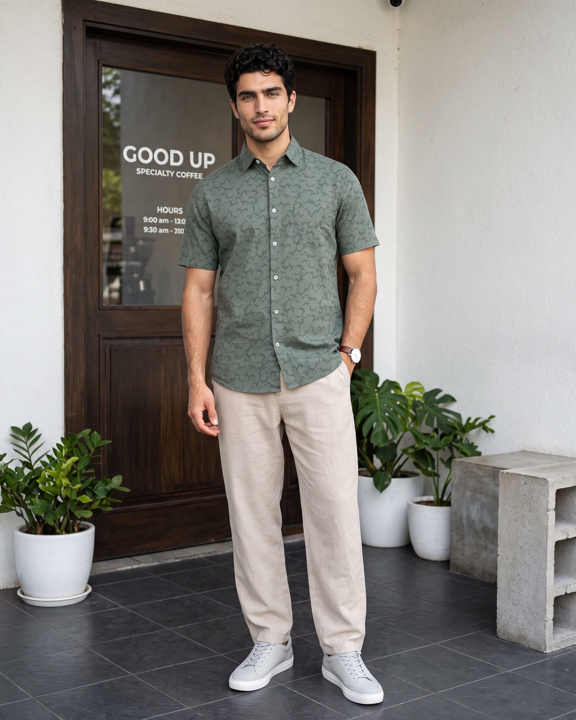 AnationZ Heritage Linen Printed Short Sleeve Shirt - Sri Lanka