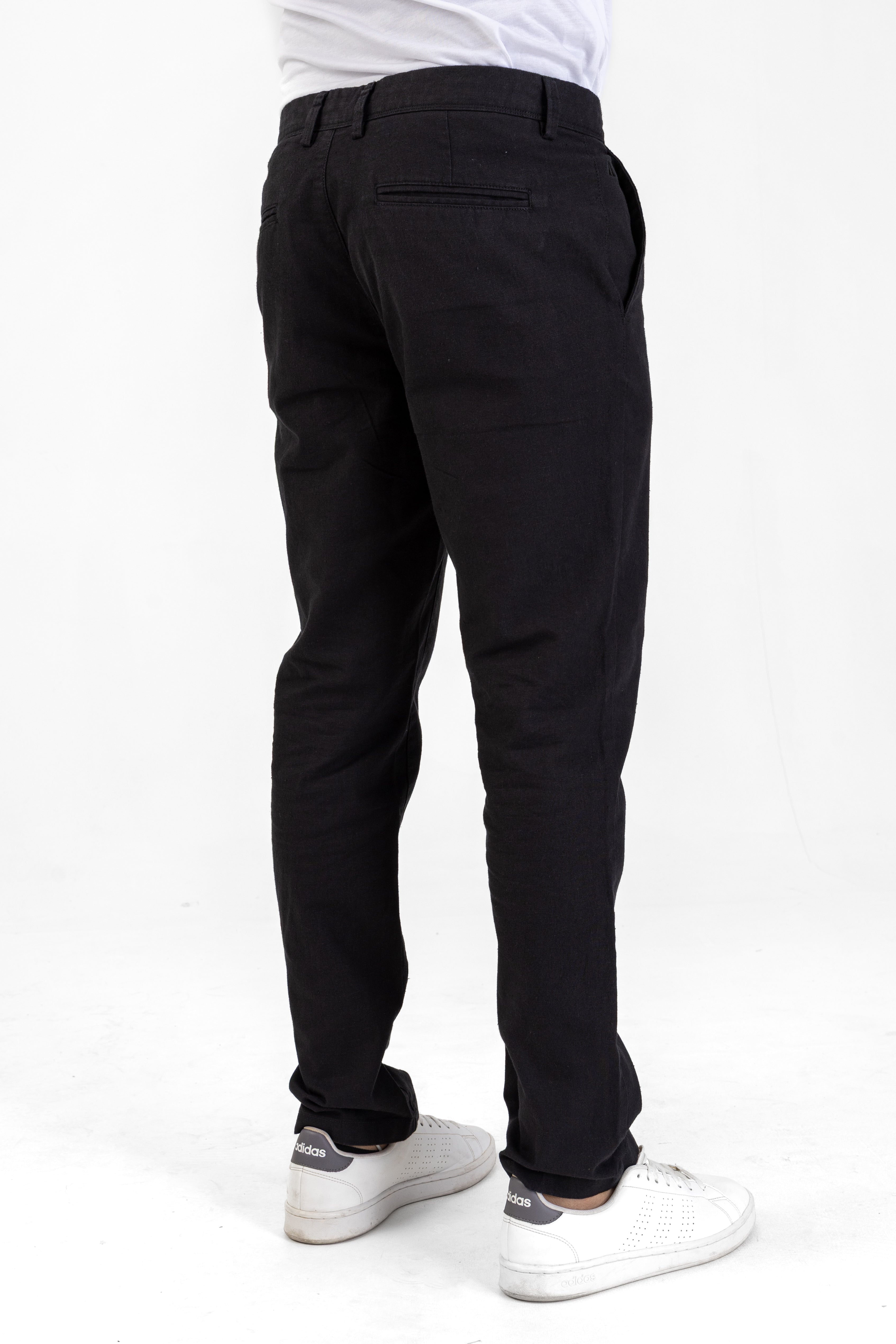 Linen Cotton Basic Pant – Black