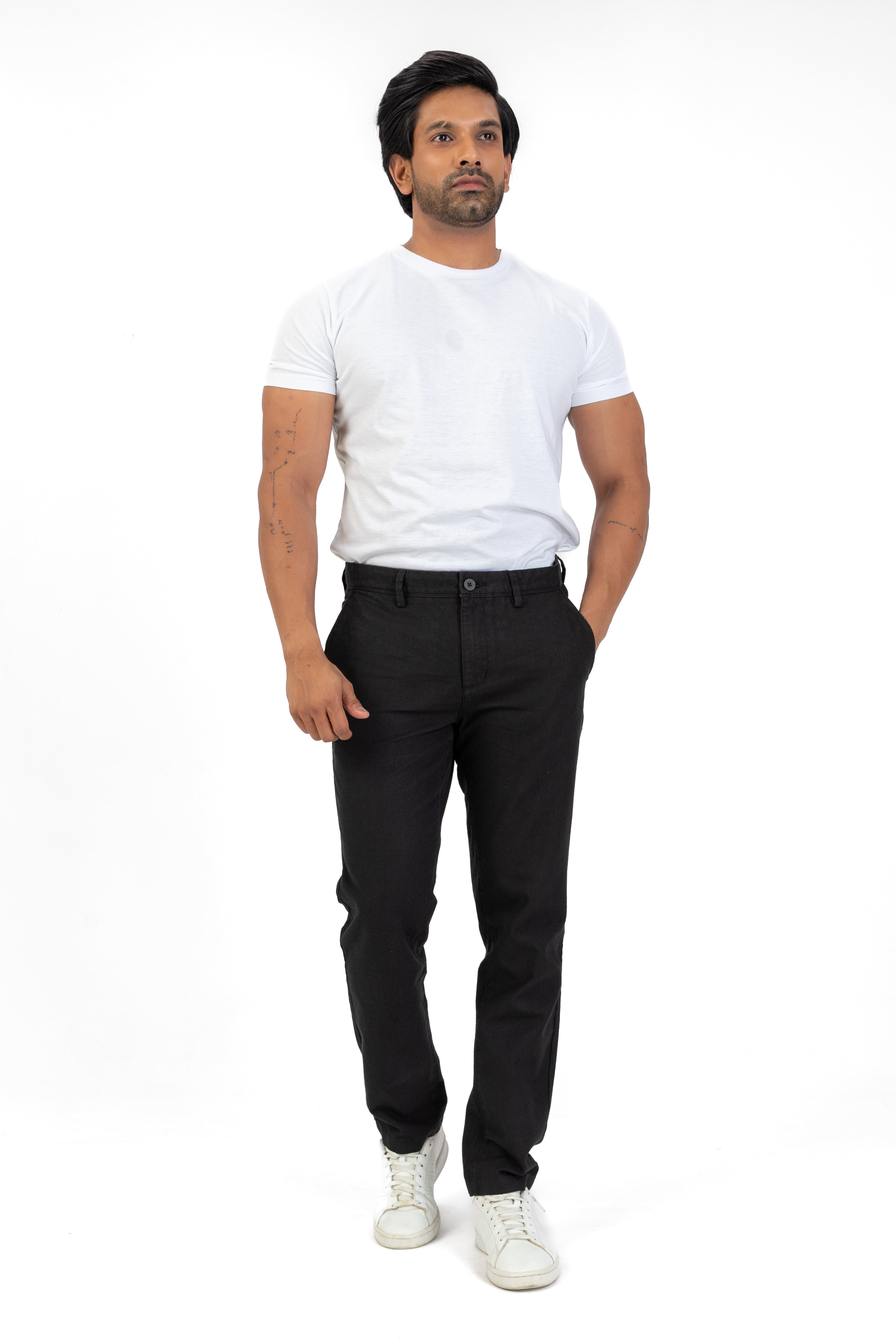 Linen Cotton Basic Pant – Black