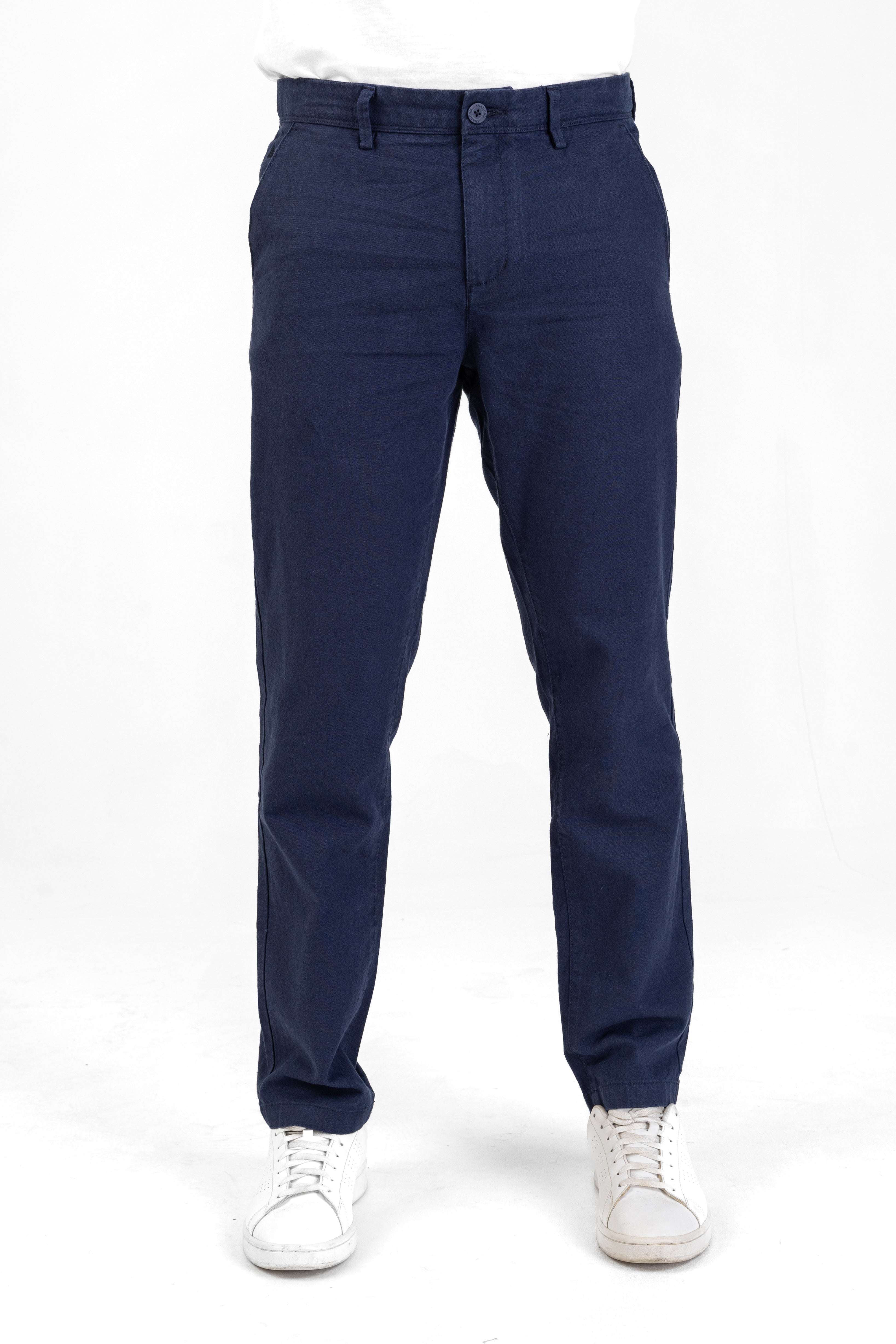Linen Cotton Basic Pant – Navy