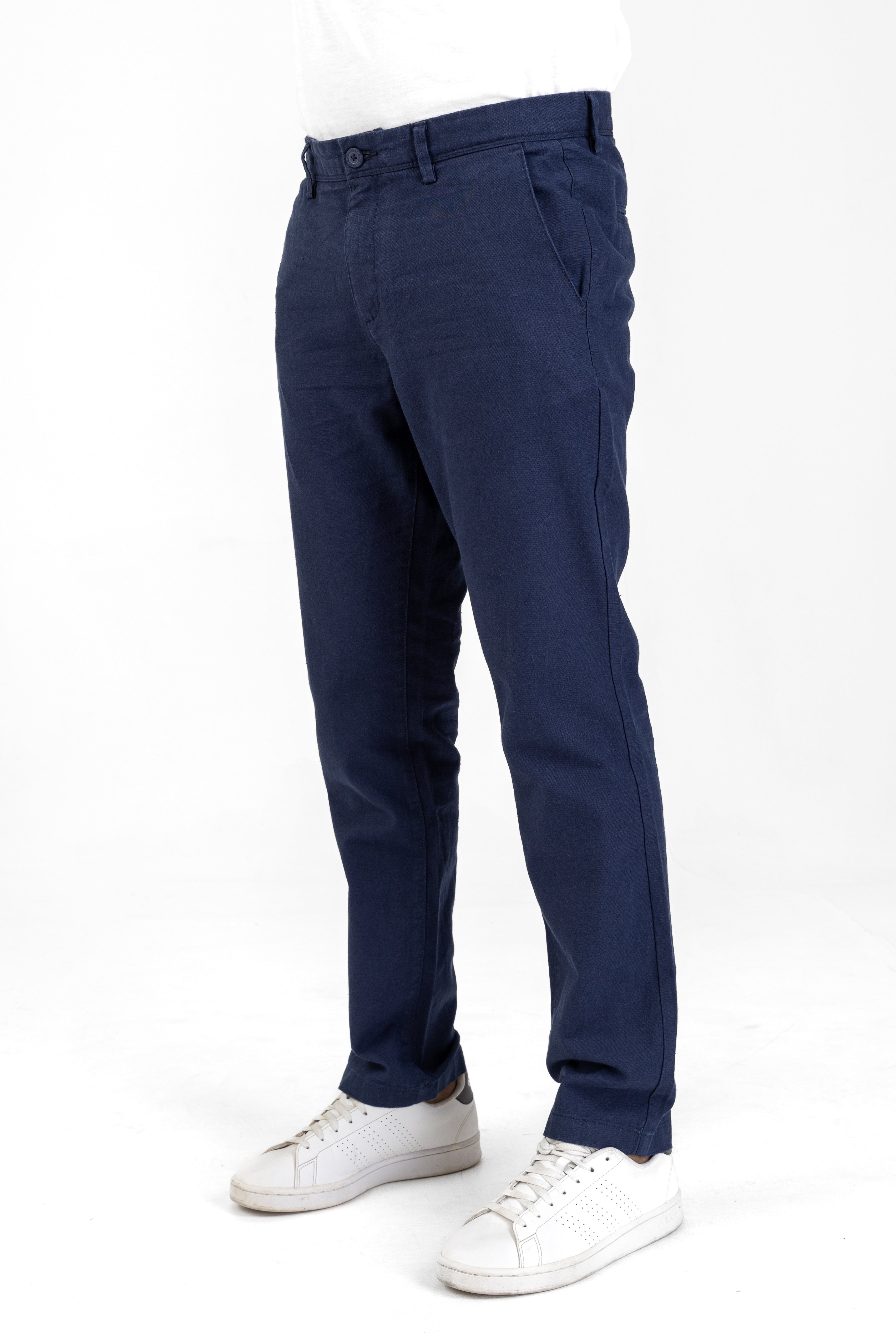 Linen Cotton Basic Pant – Navy