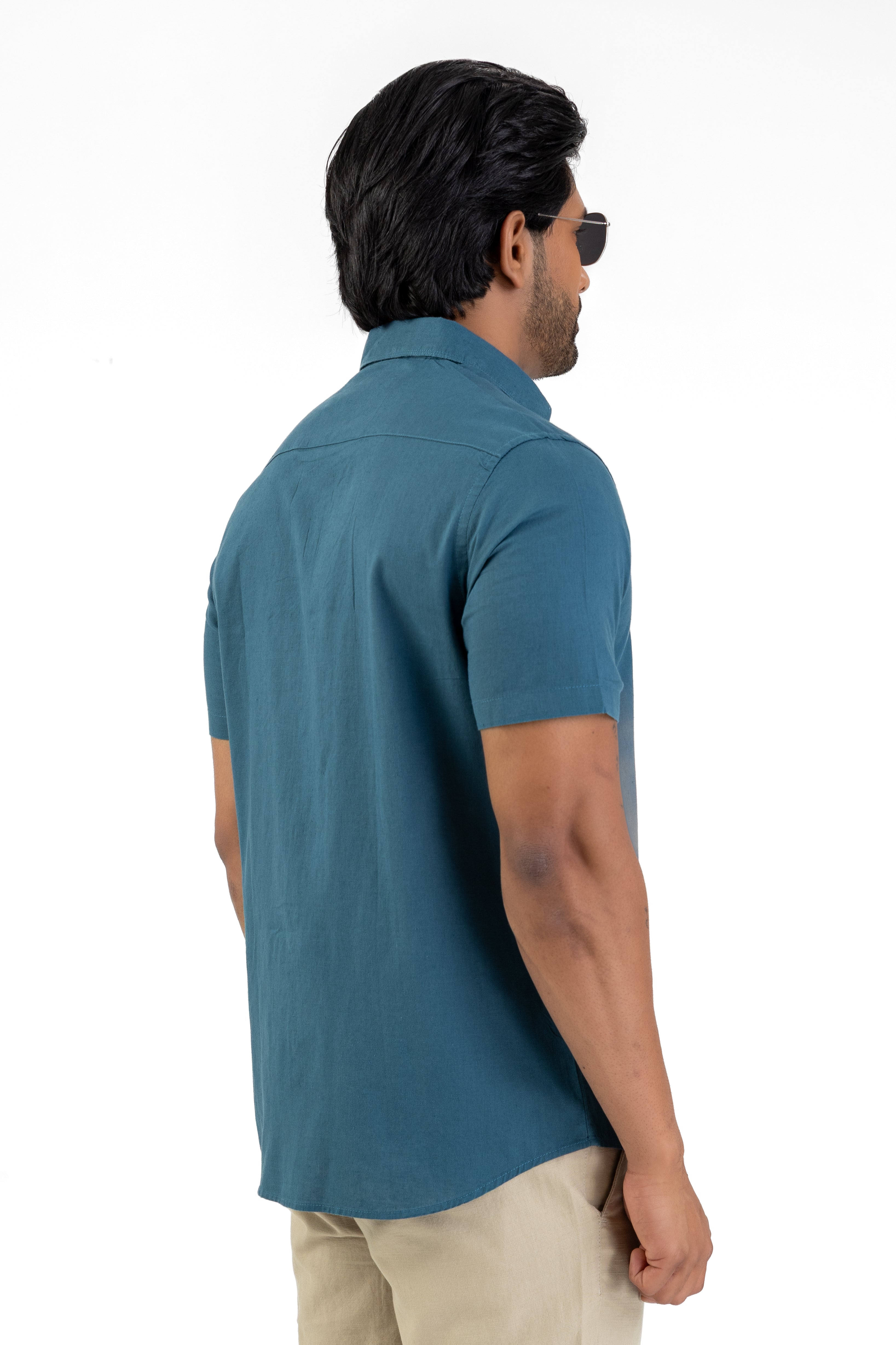 Short Sleeve Linen Cotton Shirt – Royal Blue