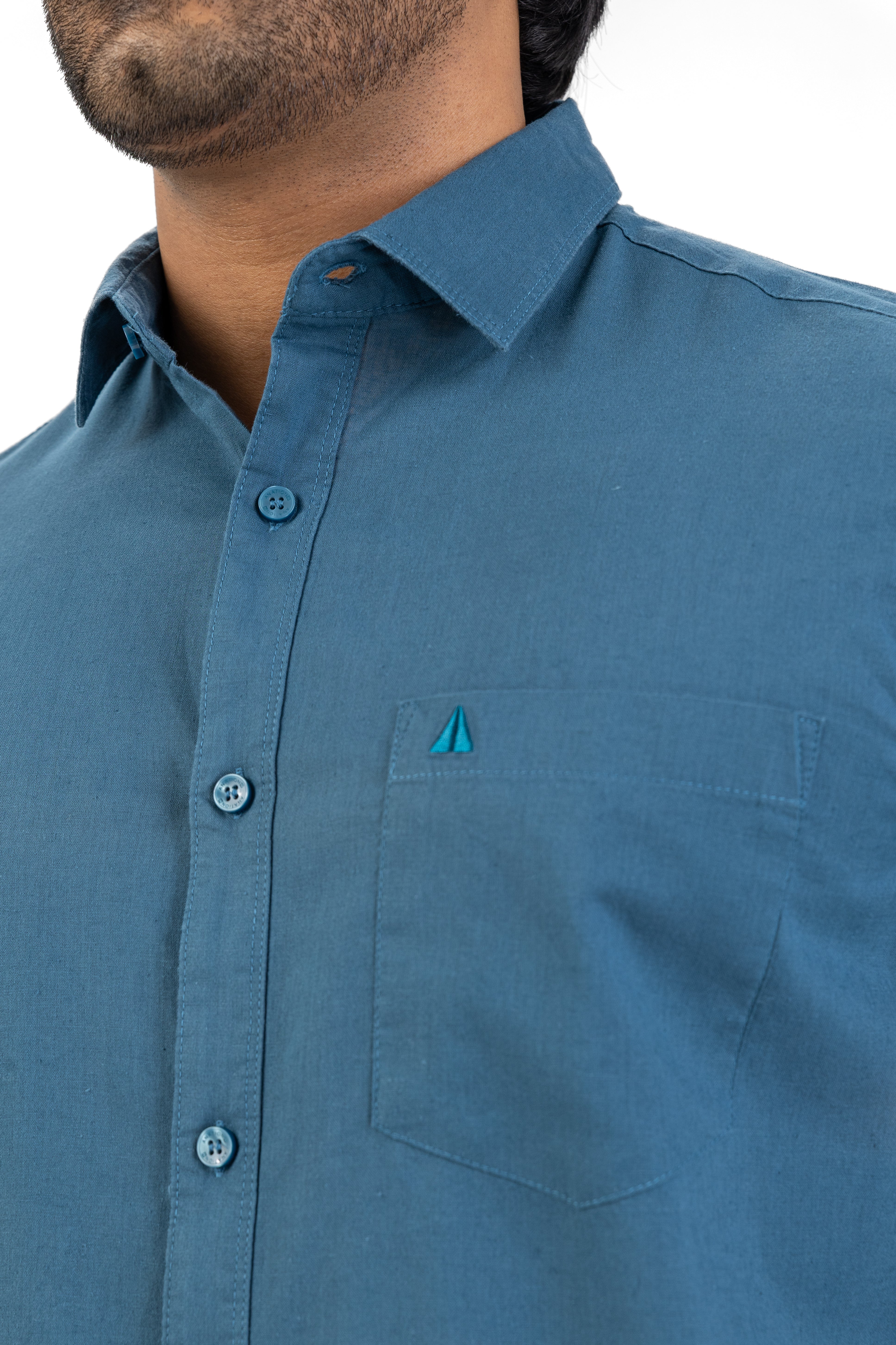 Short Sleeve Linen Cotton Shirt – Royal Blue