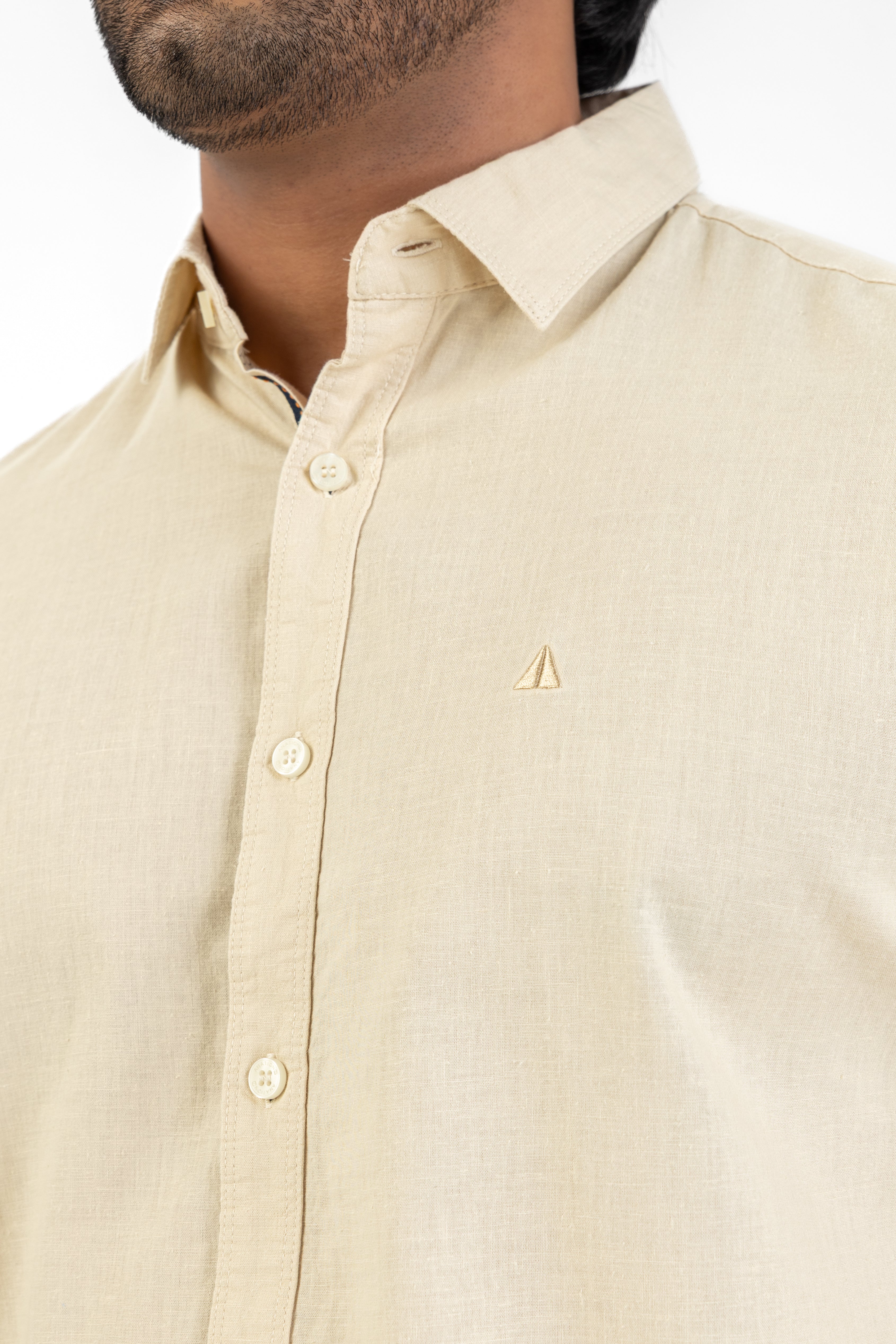 Linen Cotton Long Sleeve Shirt – Beige