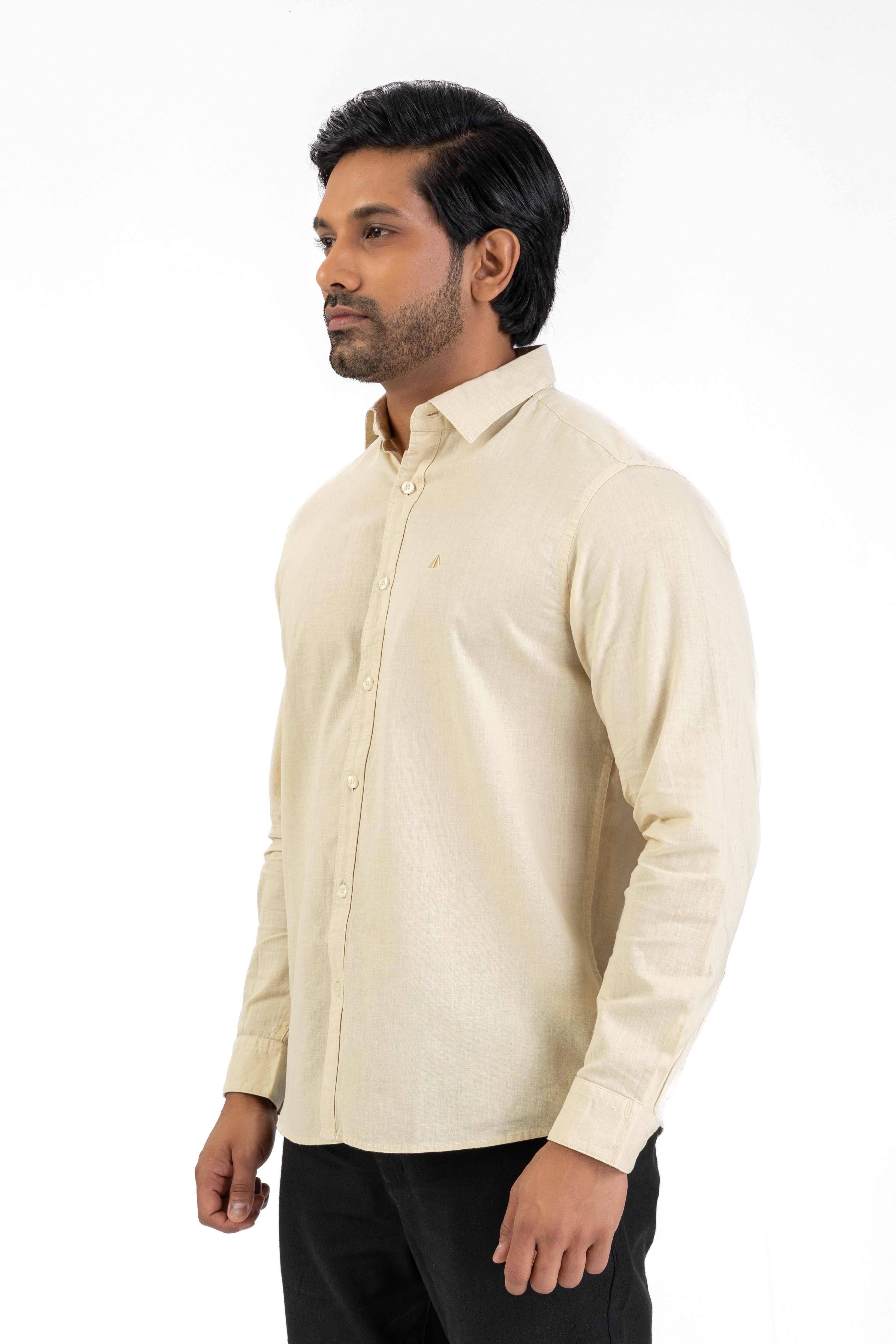 Linen Cotton Long Sleeve Shirt – Beige