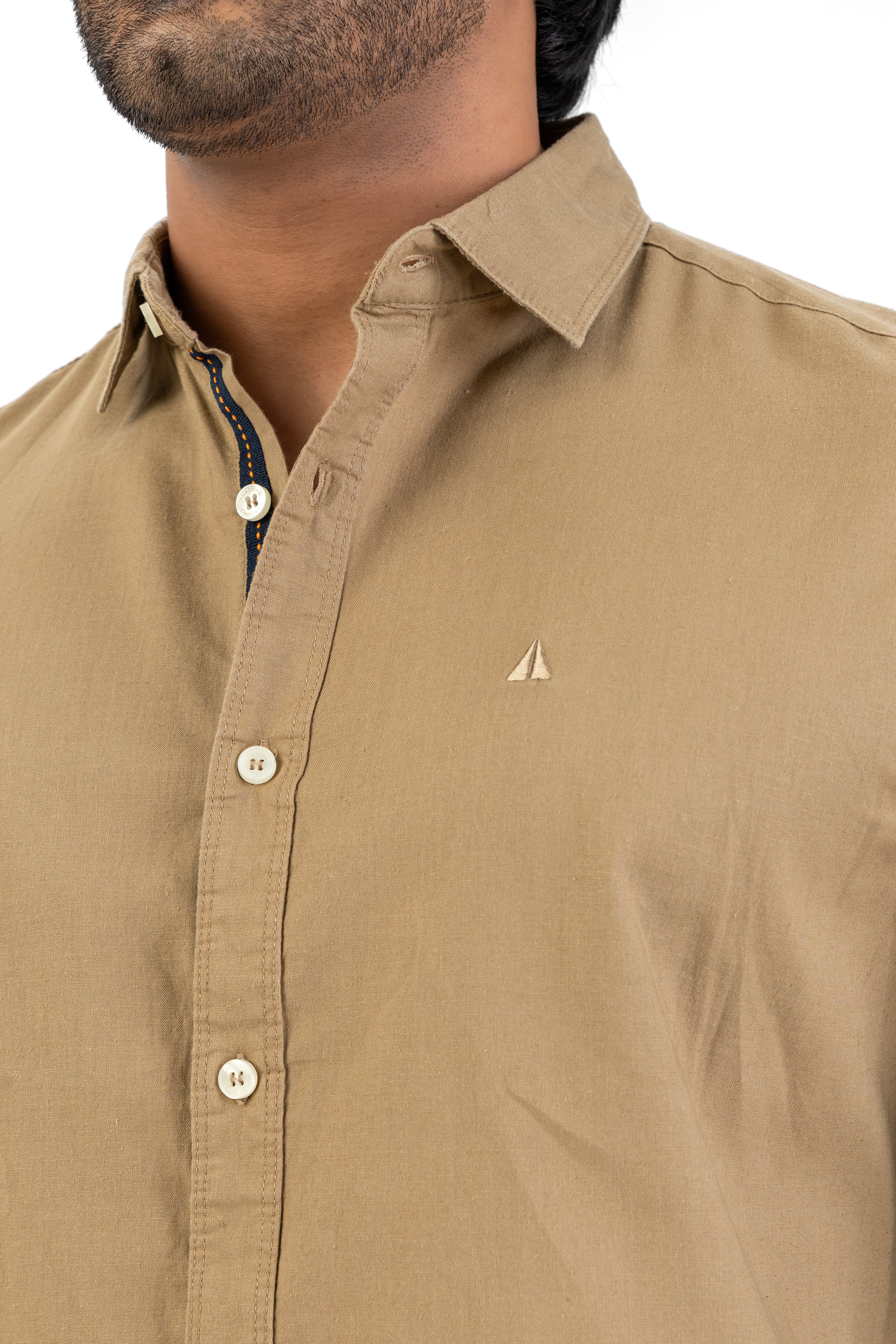 Linen Cotton Long Sleeve Shirt – Light Brown