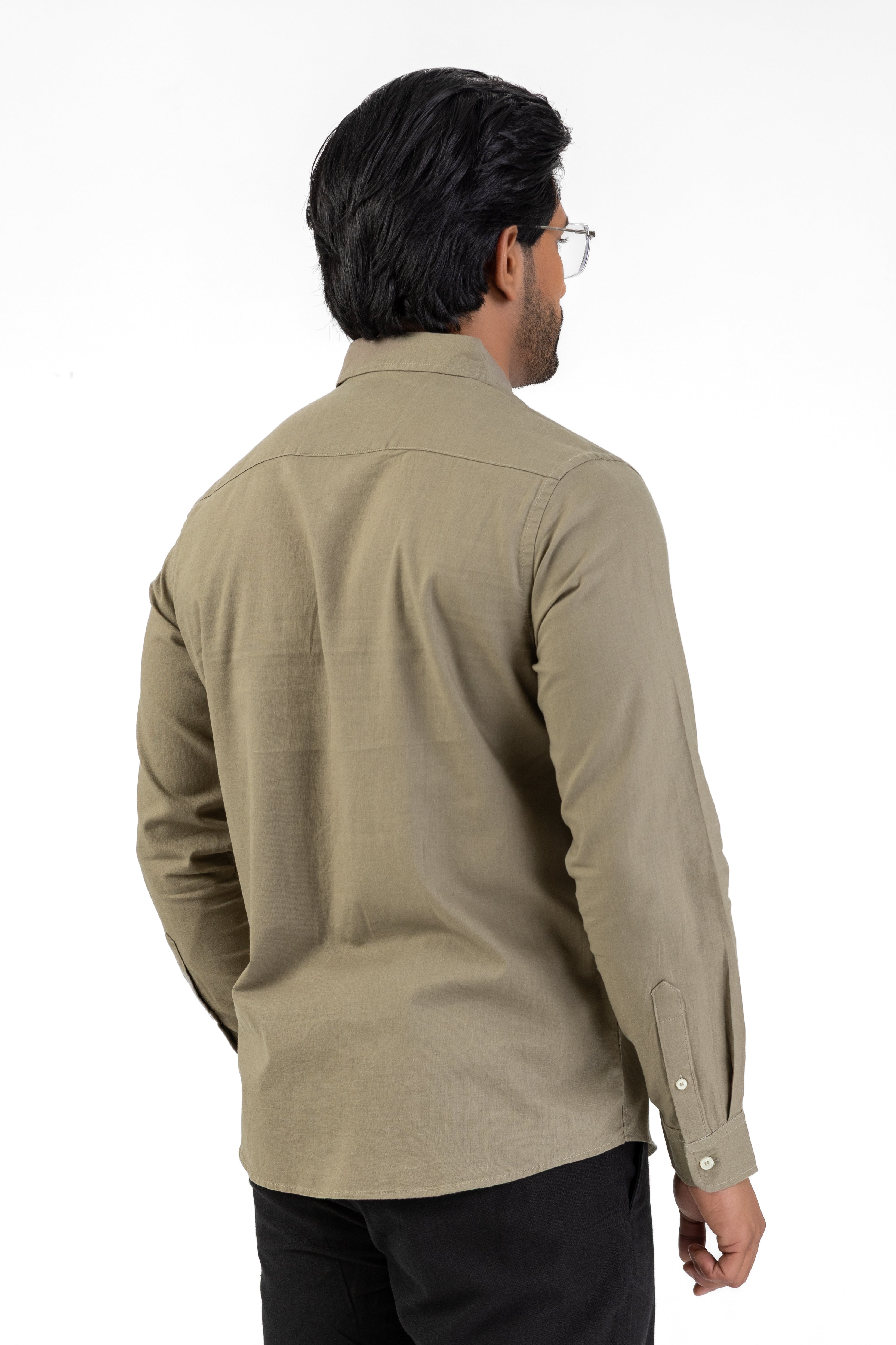 Linen Cotton Long Sleeve Shirt – Dark Brown