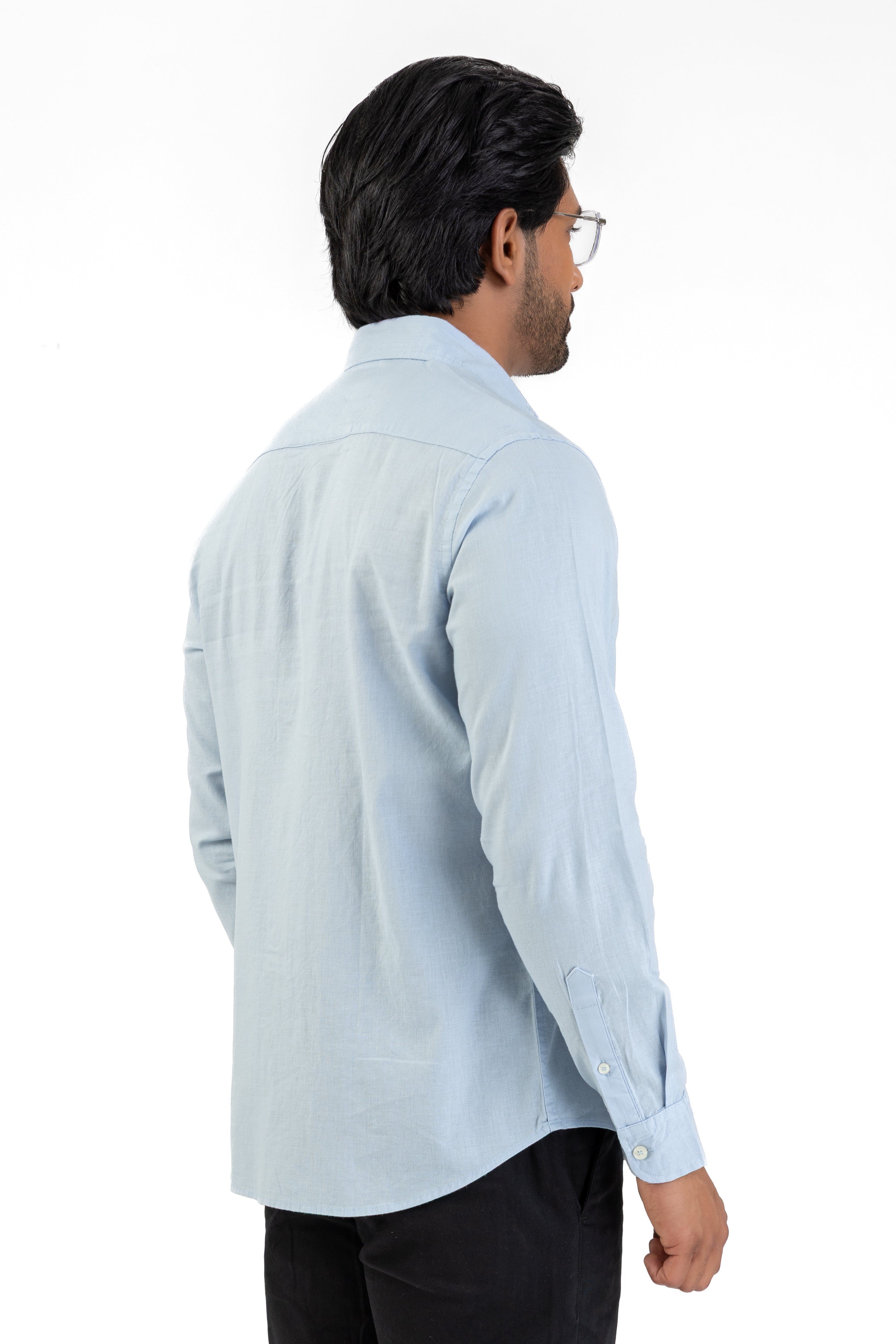 Linen Cotton Long Sleeve Shirt – Sky Blue