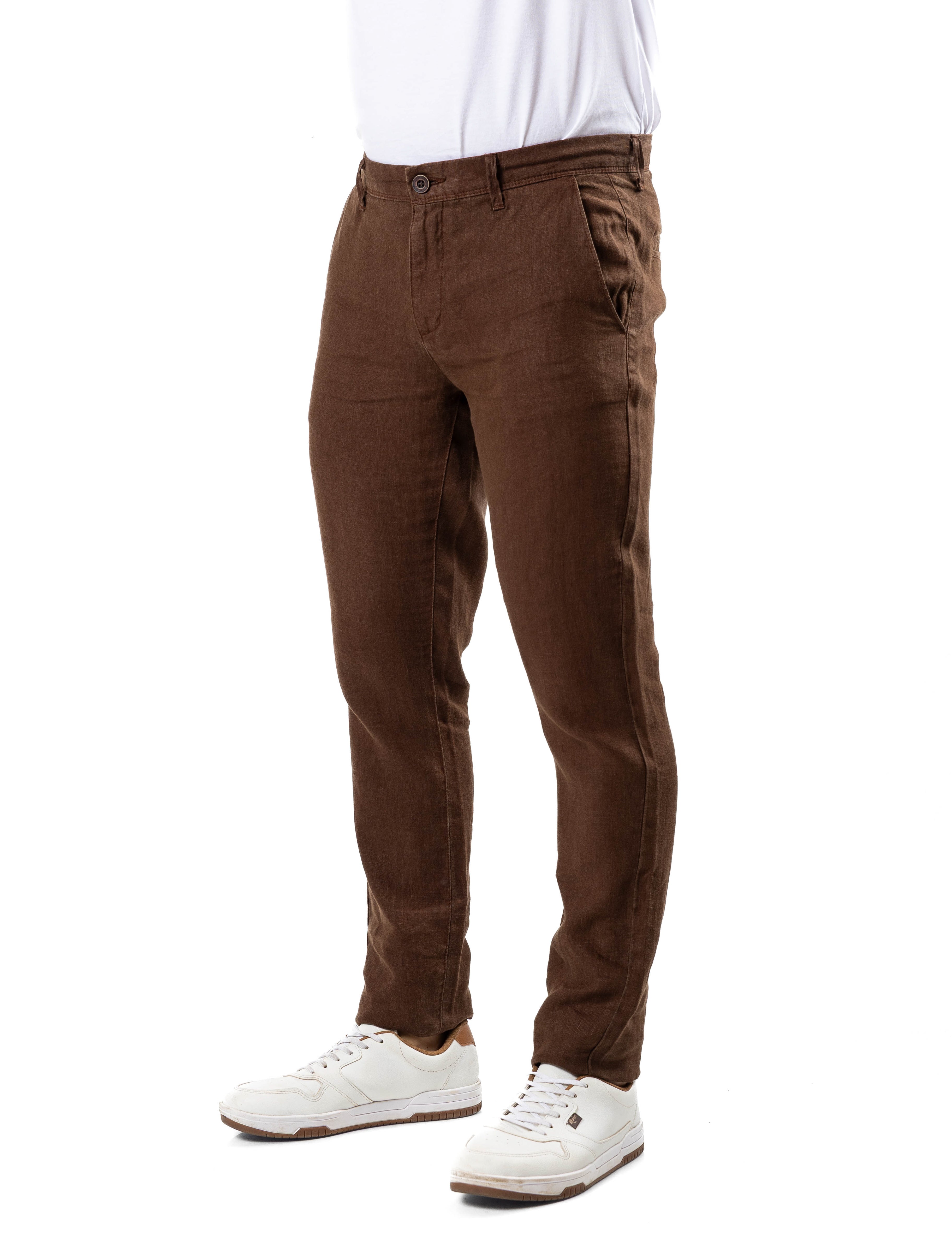 100% Premium Linen Pant – Brown
