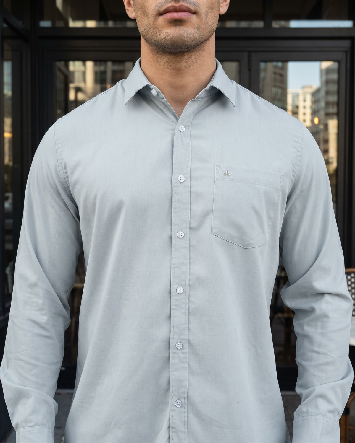 AnationZ Essential Cotton Long Sleeve Shirt - Storm Dust Sri Lanka