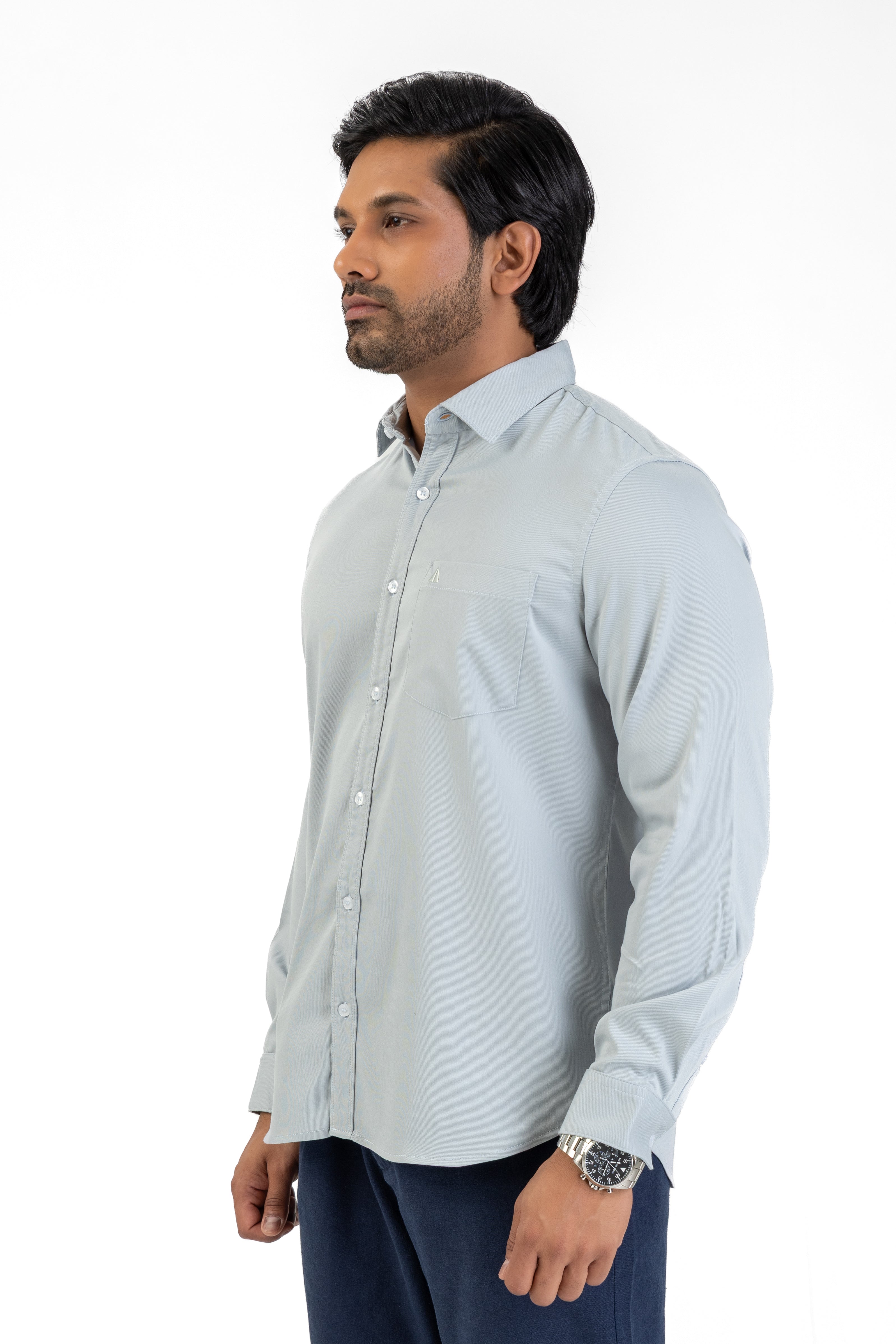 Cord Lycra Stretch Shirt – Light Blue