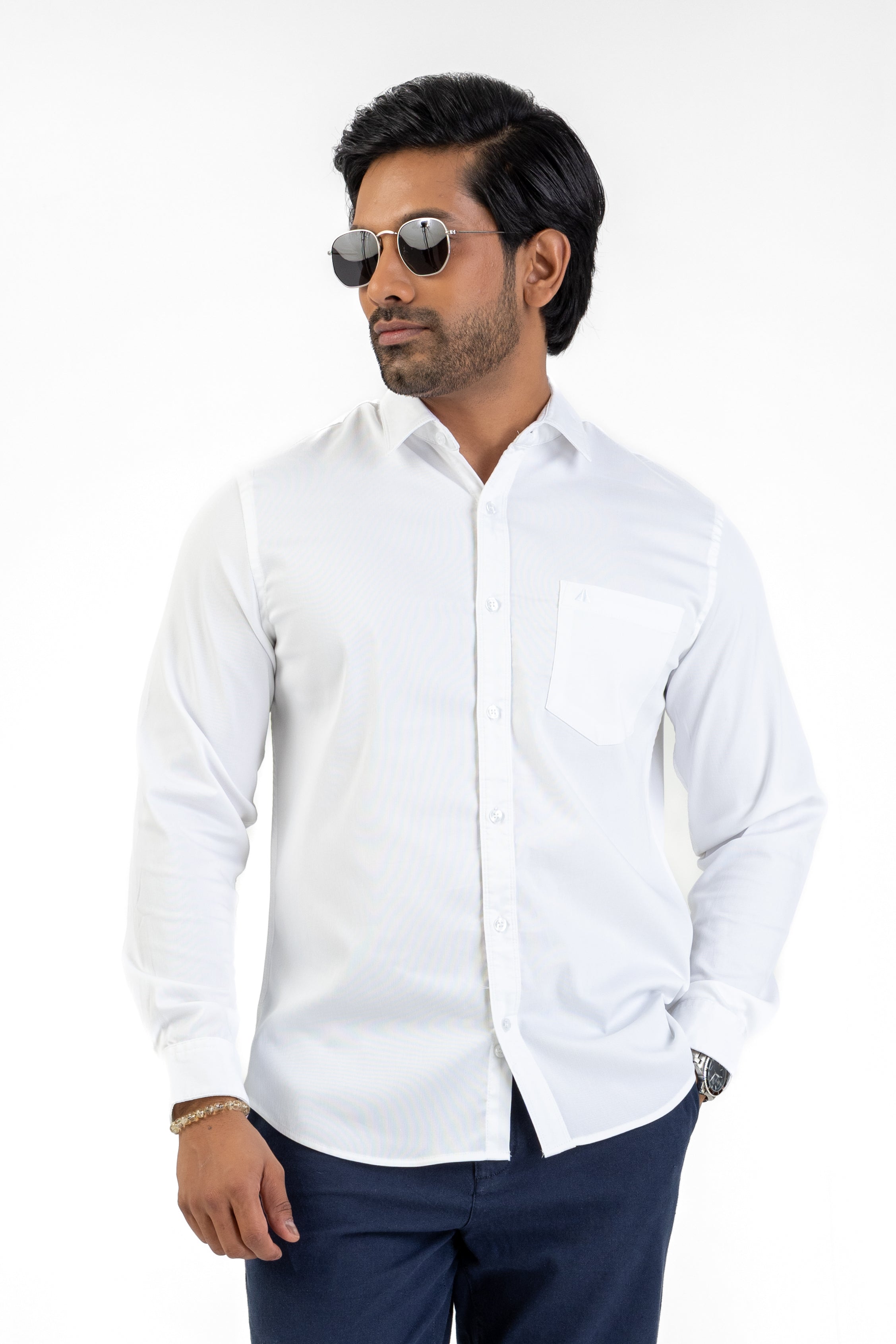 Cord Lycra Stretch Shirt – Off White