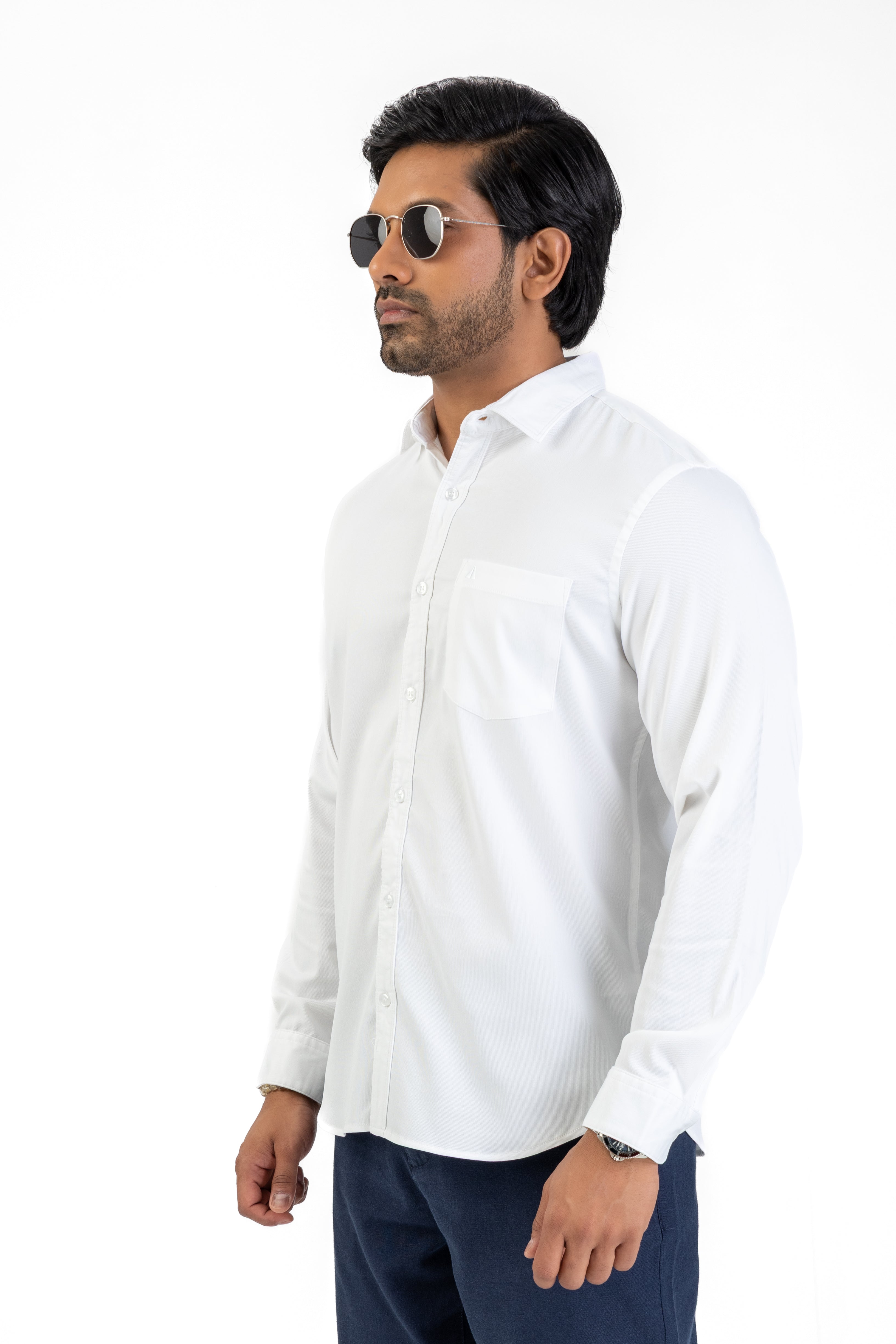 Cord Lycra Stretch Shirt – Off White