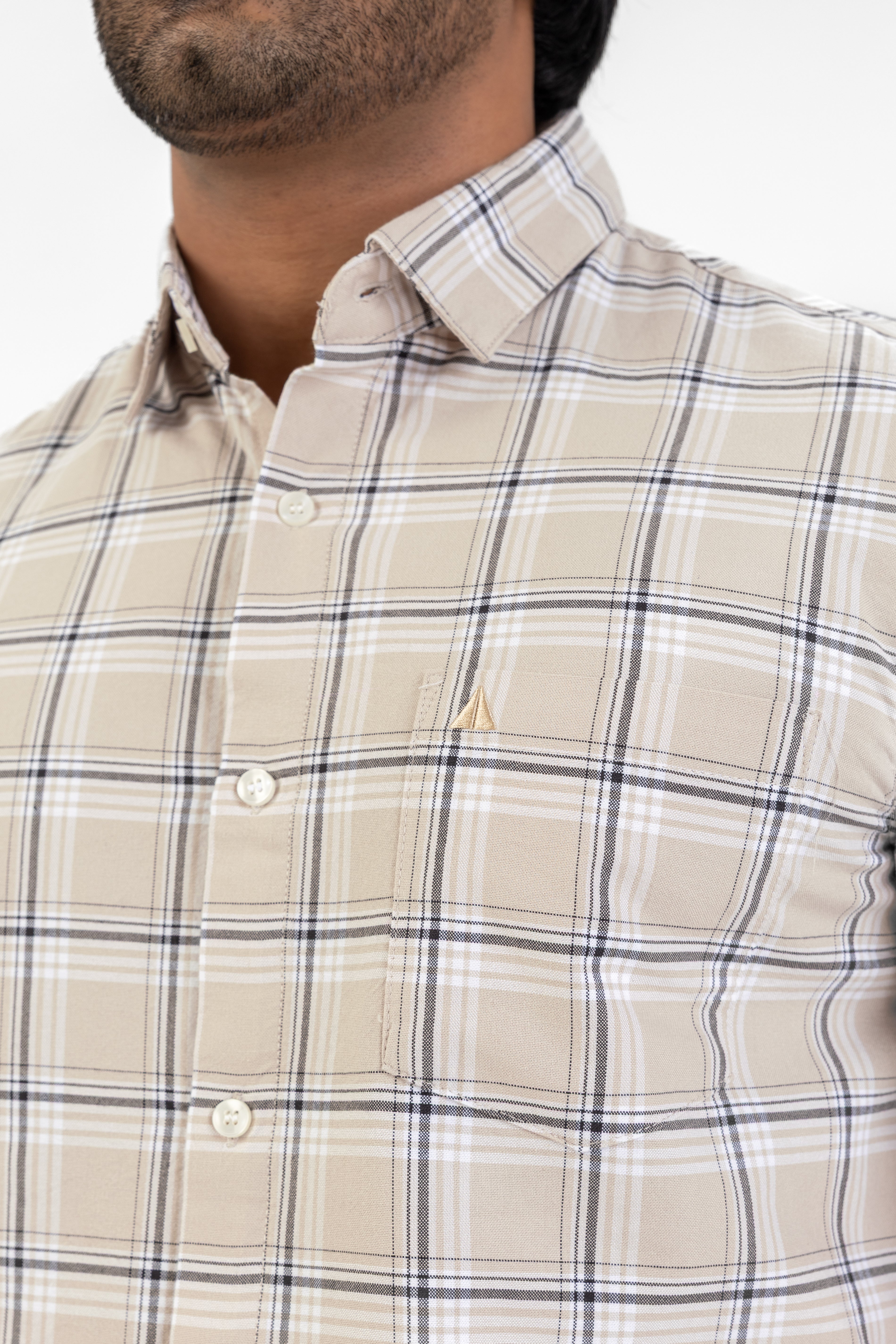 Cotton Check Shirt – Light Brown