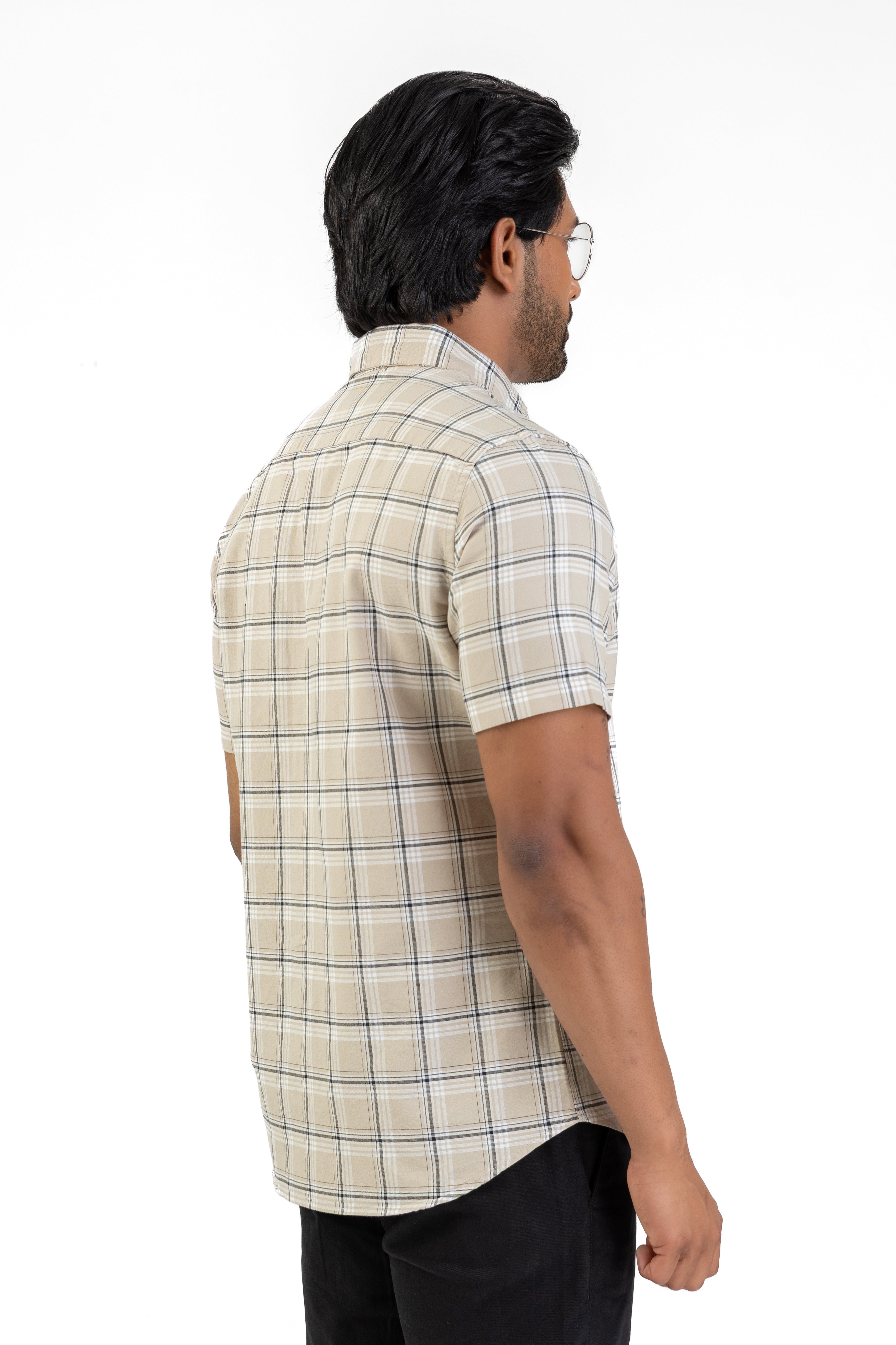 Cotton Check Shirt – Light Brown