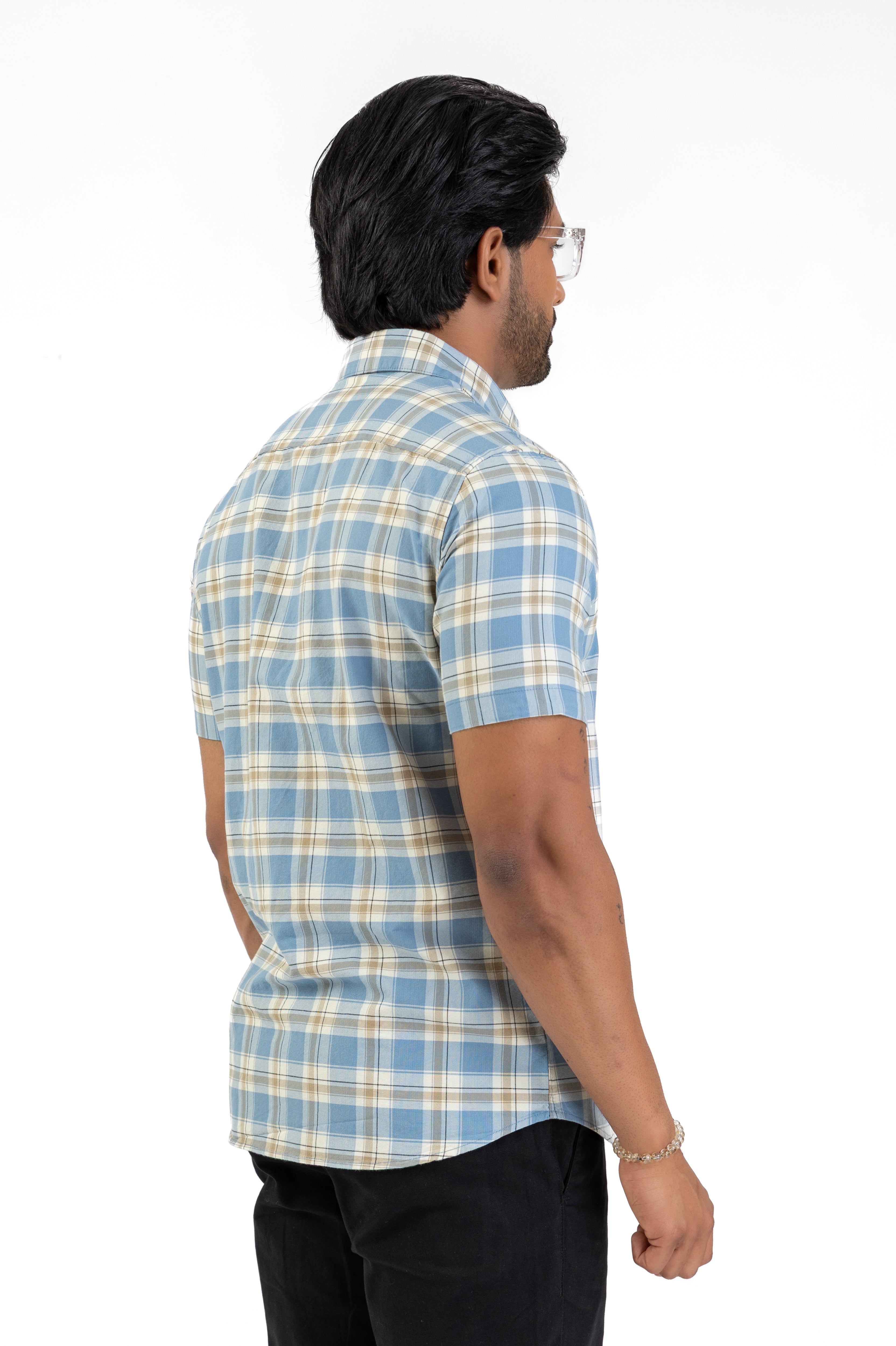 Cotton Check Shirt – Second Light Blue