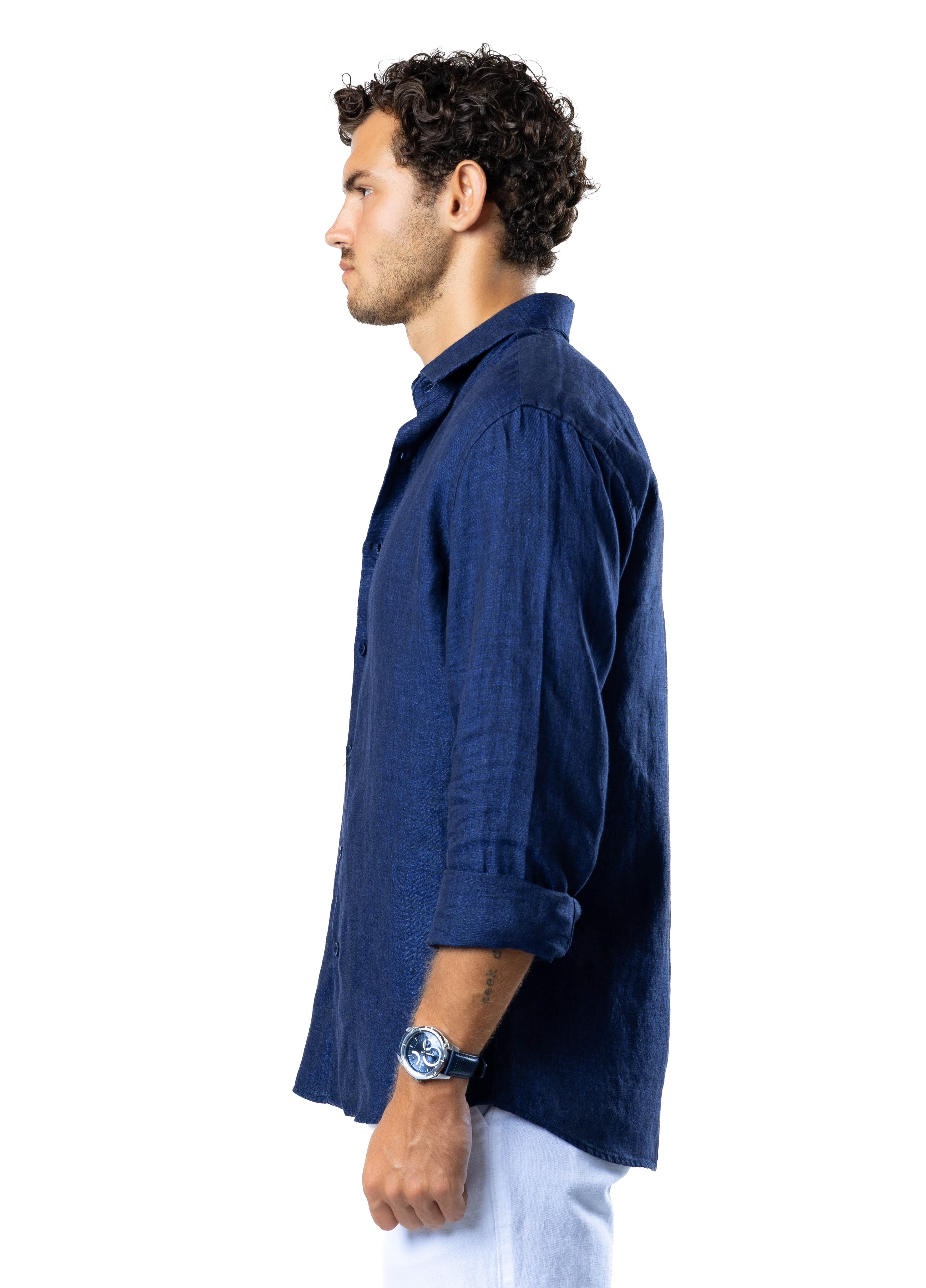 The Luxe Linen Shirt – Deep Navy