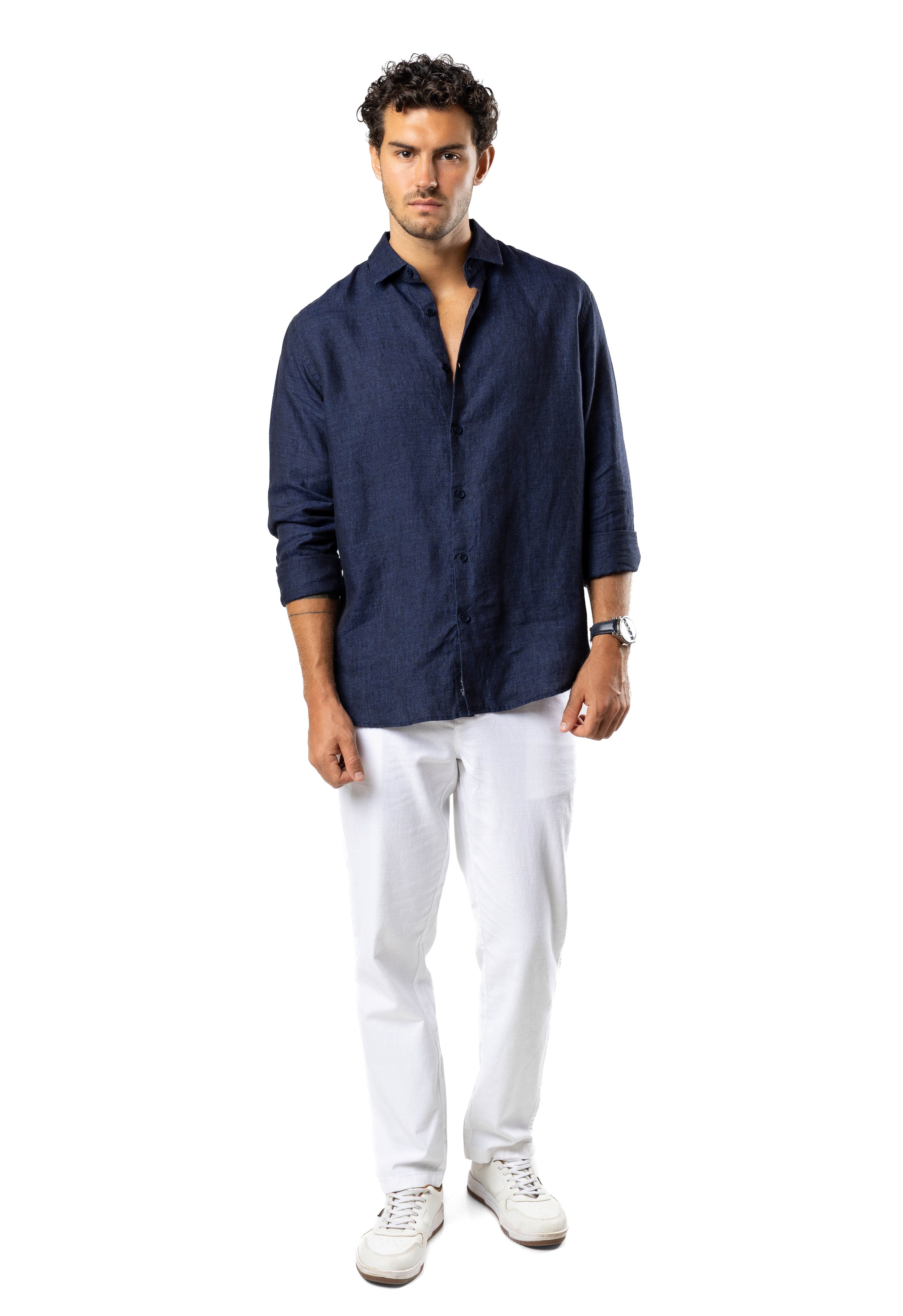 The Luxe Linen Shirt – Deep Navy