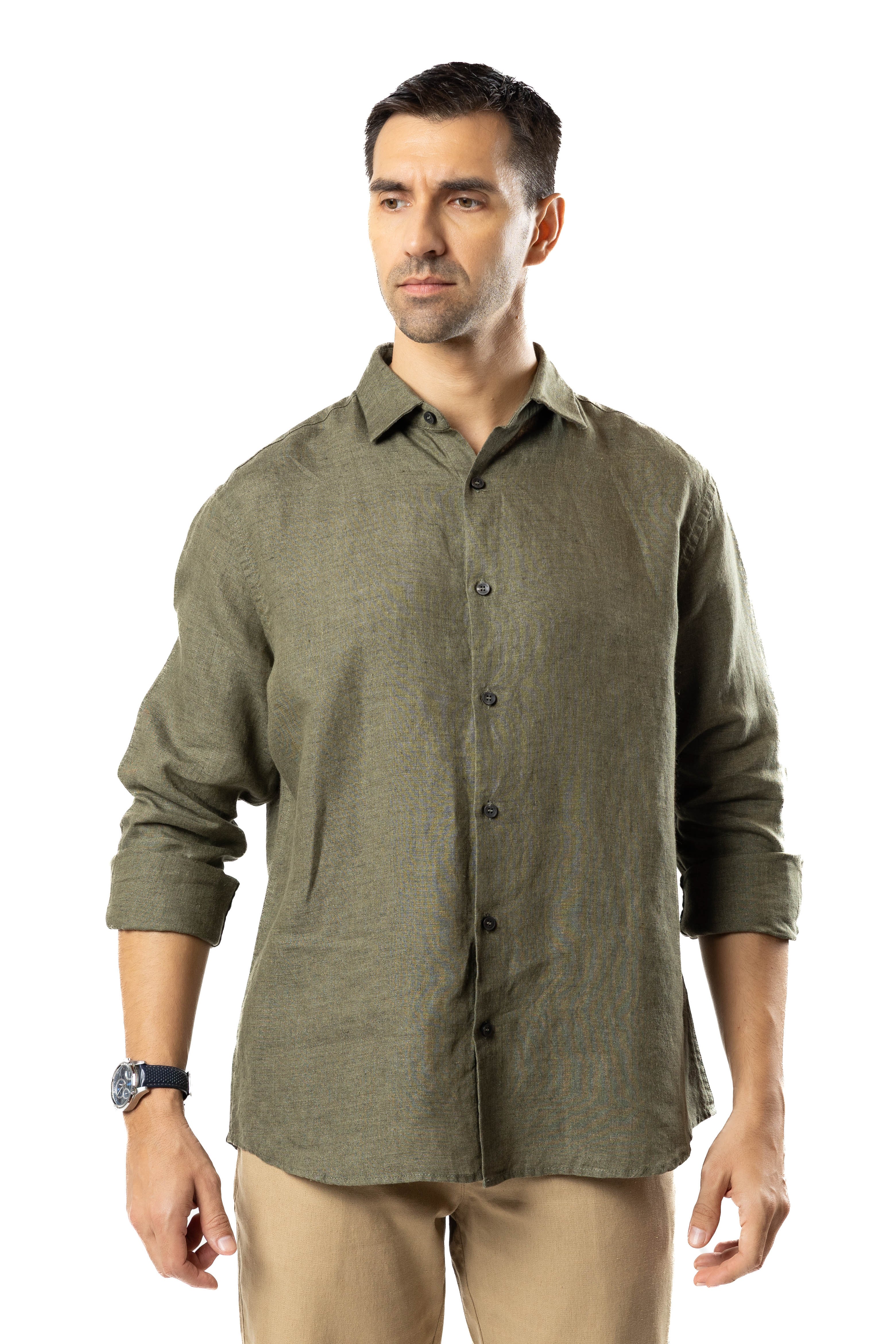 The Luxe Linen Shirt – Earth Green