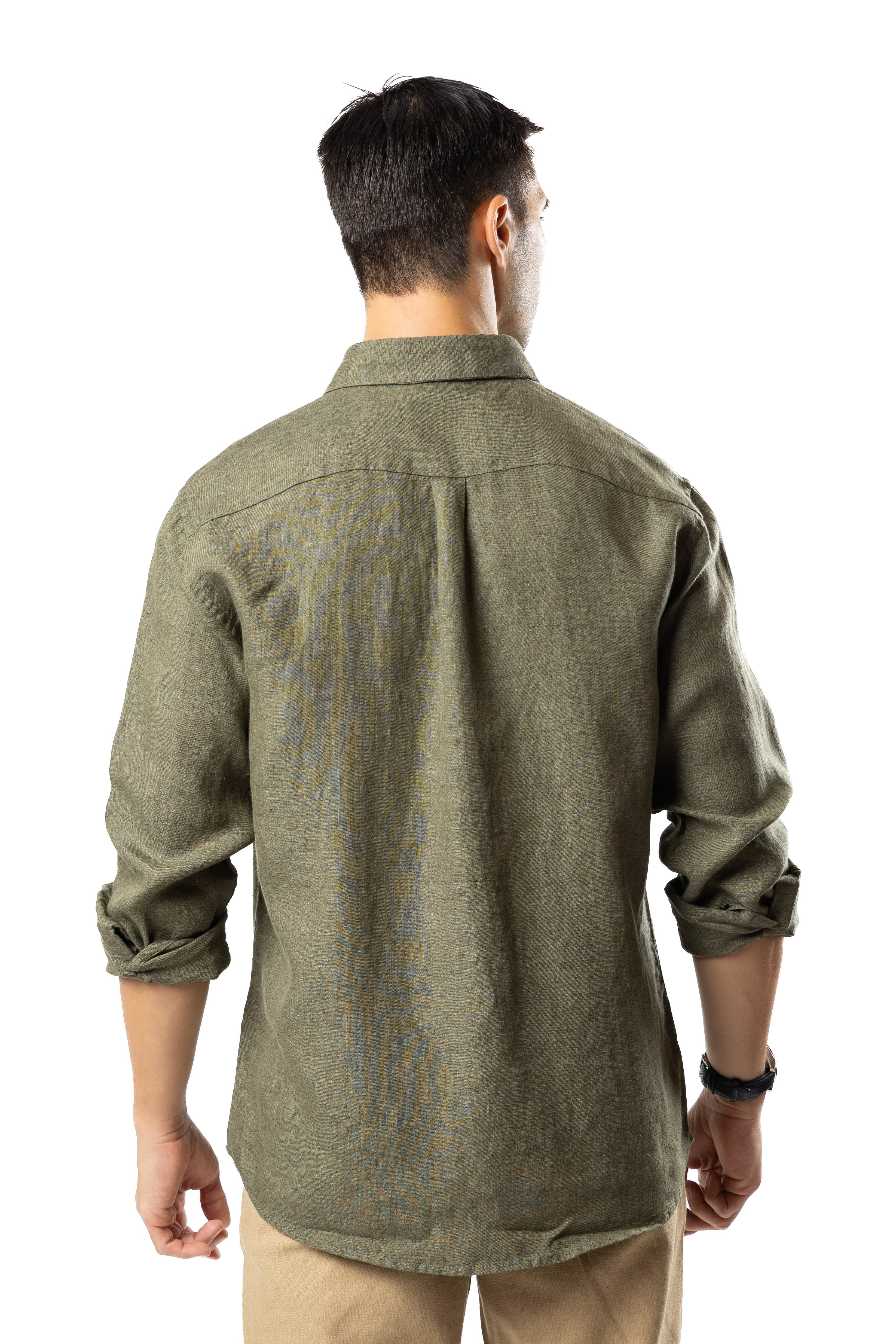 The Luxe Linen Shirt – Earth Green