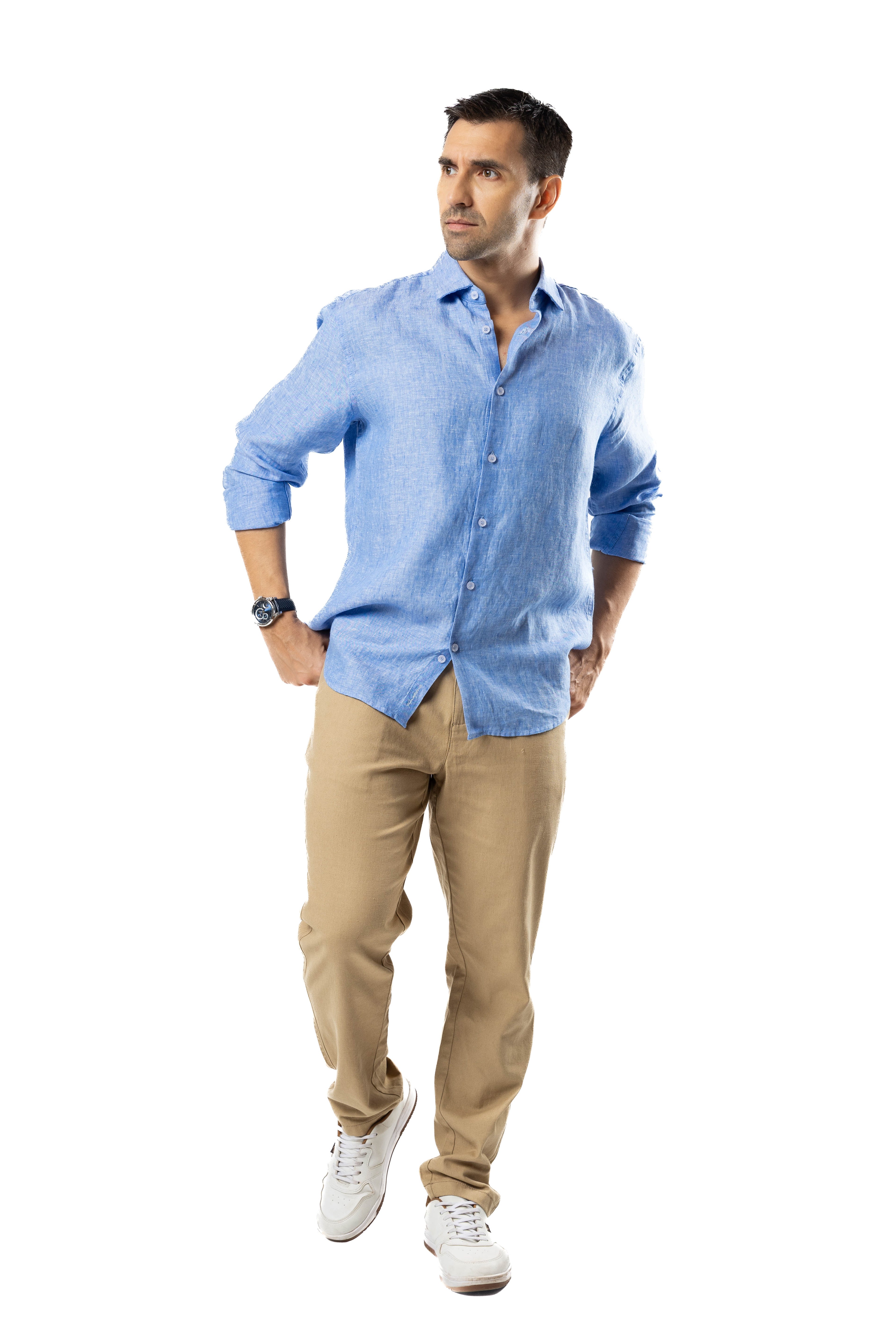 The Luxe Linen Shirt – Sky Fade