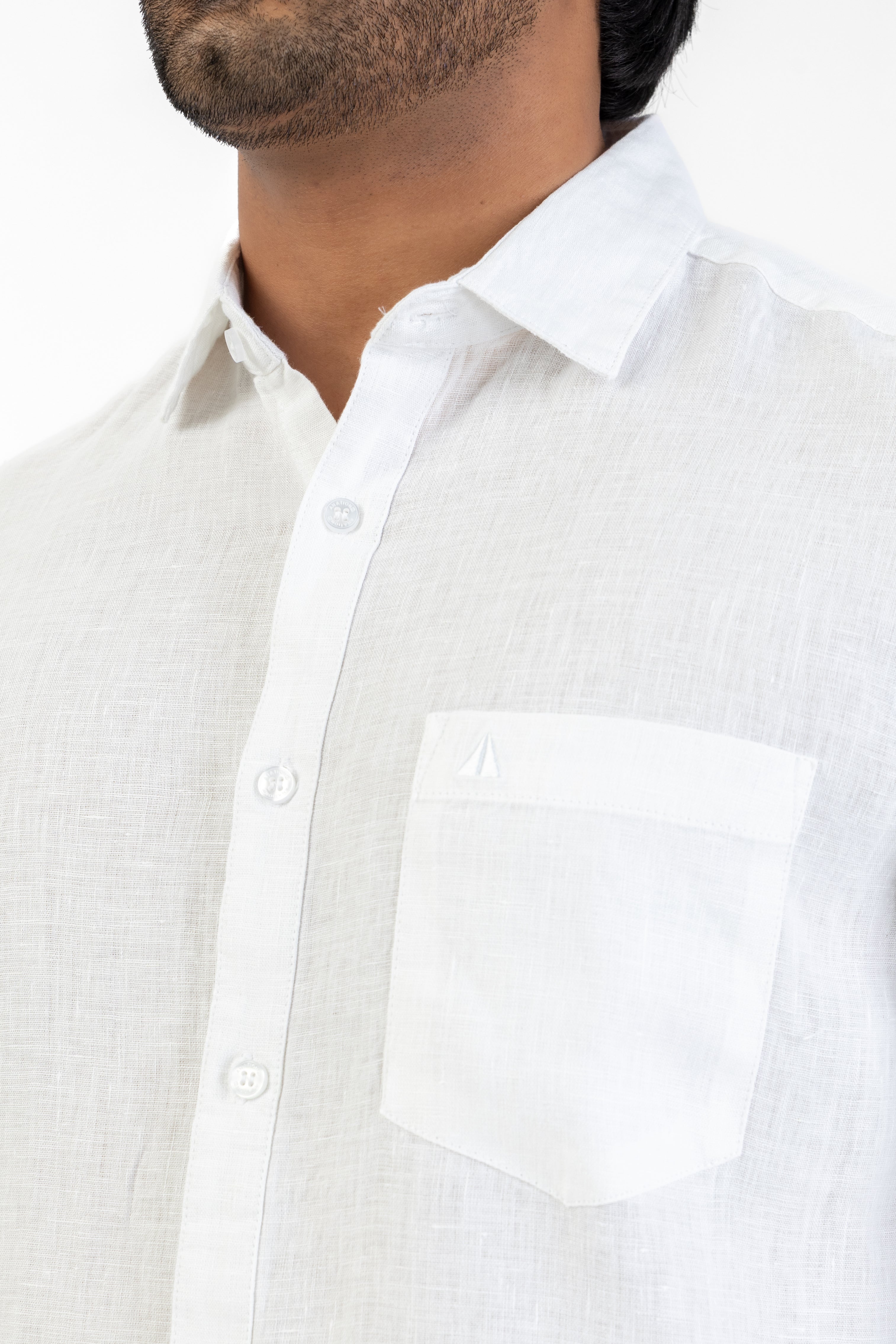 100% Linen Long Sleeve Shirt – White