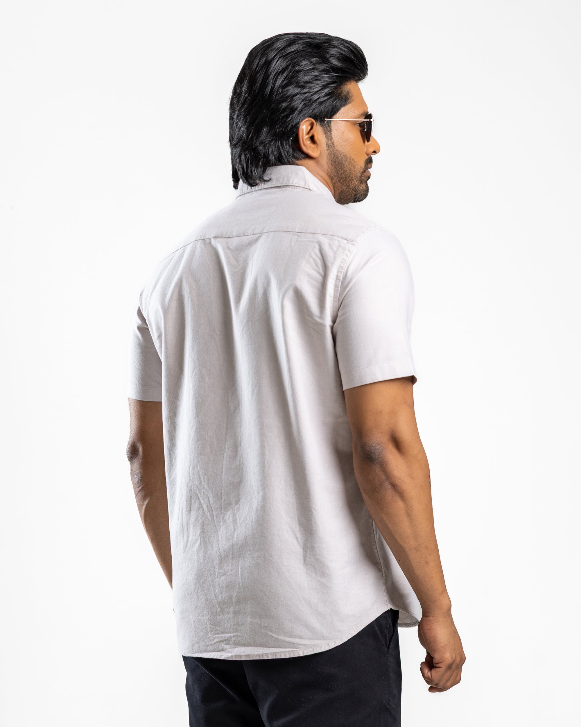 100% COTTON Short Sleeve Shirt - Sahara Beige