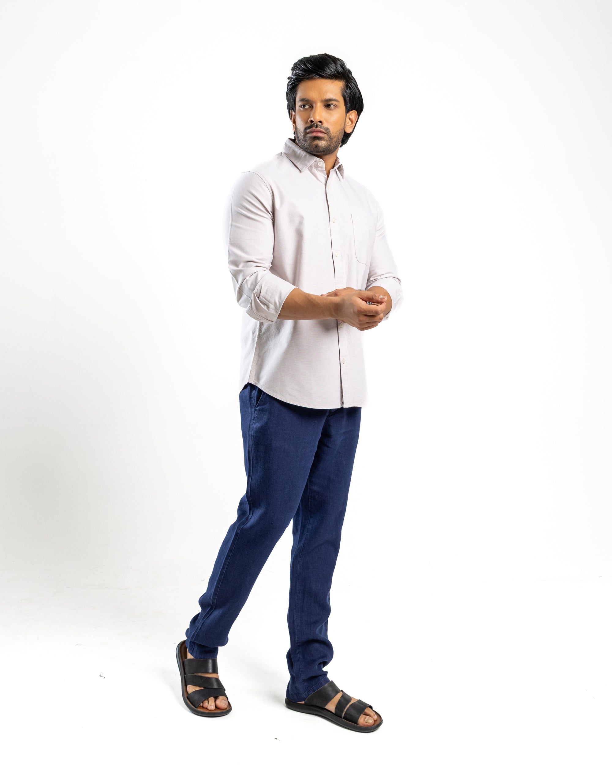 100% COTTON Long Sleeve Shirt - Sahara Beige