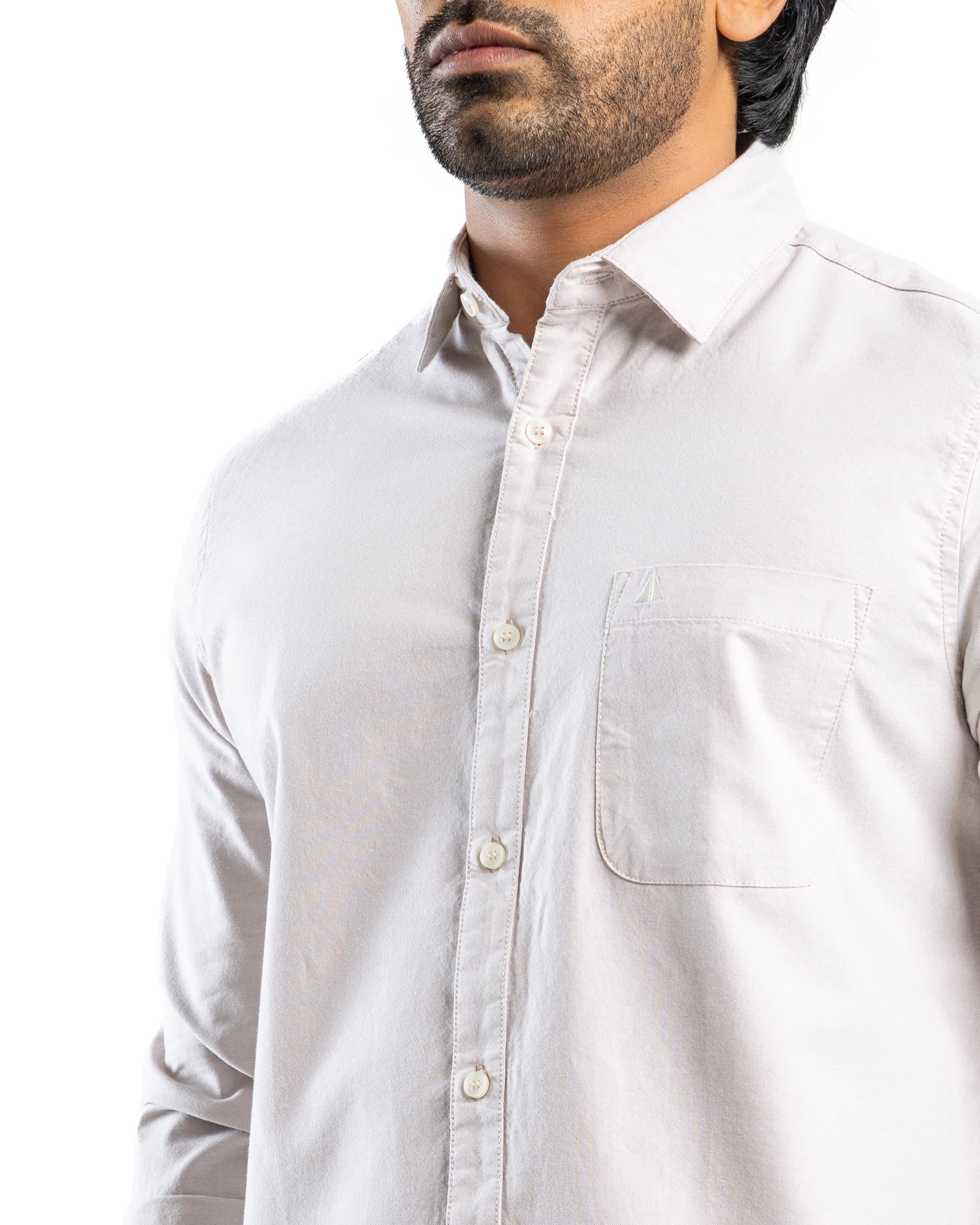 100% COTTON Long Sleeve Shirt - Sahara Beige