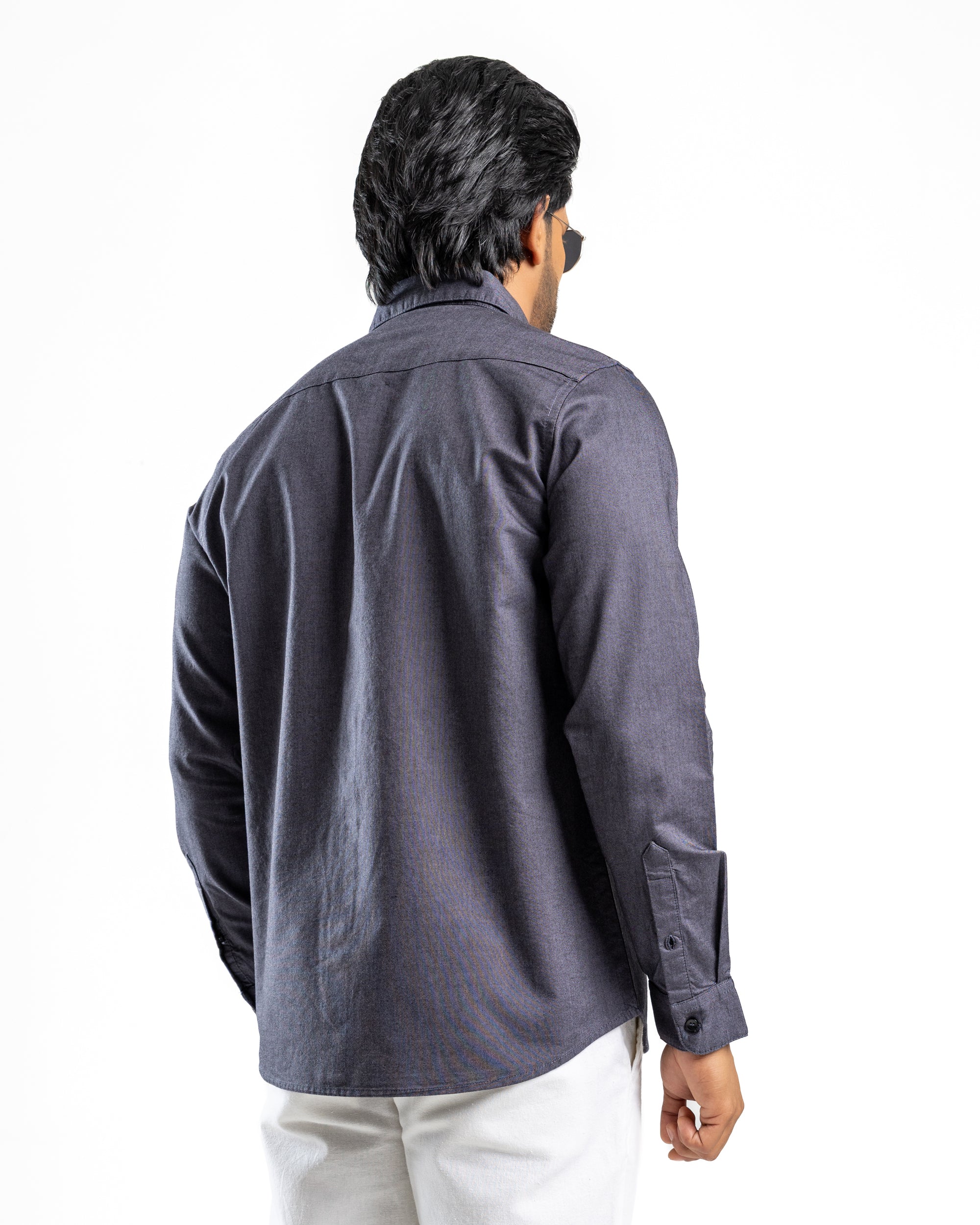 100% COTTON Long Sleeve Shirt - Dark Grey