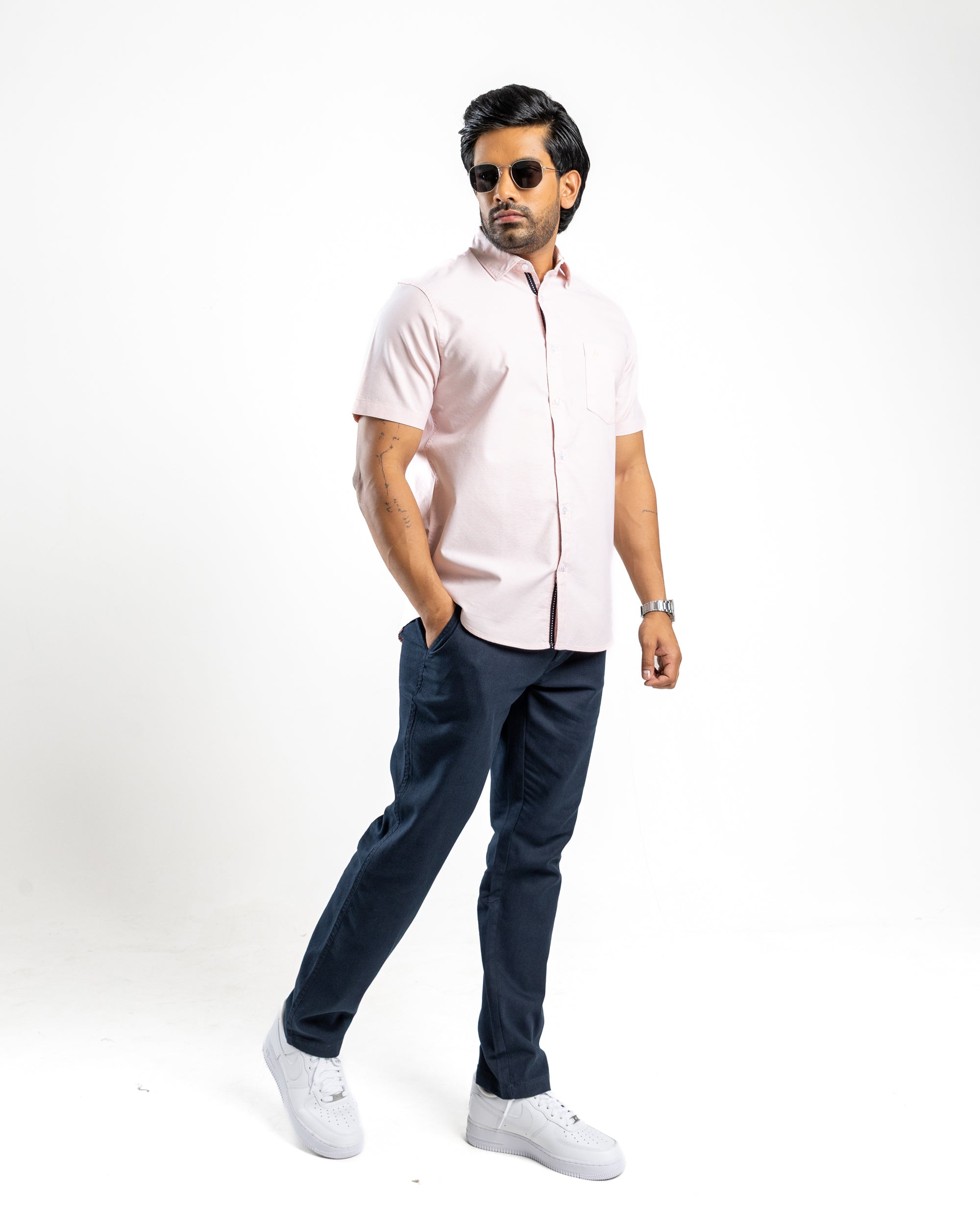 100% COTTON Short Sleeve Shirt - Peach