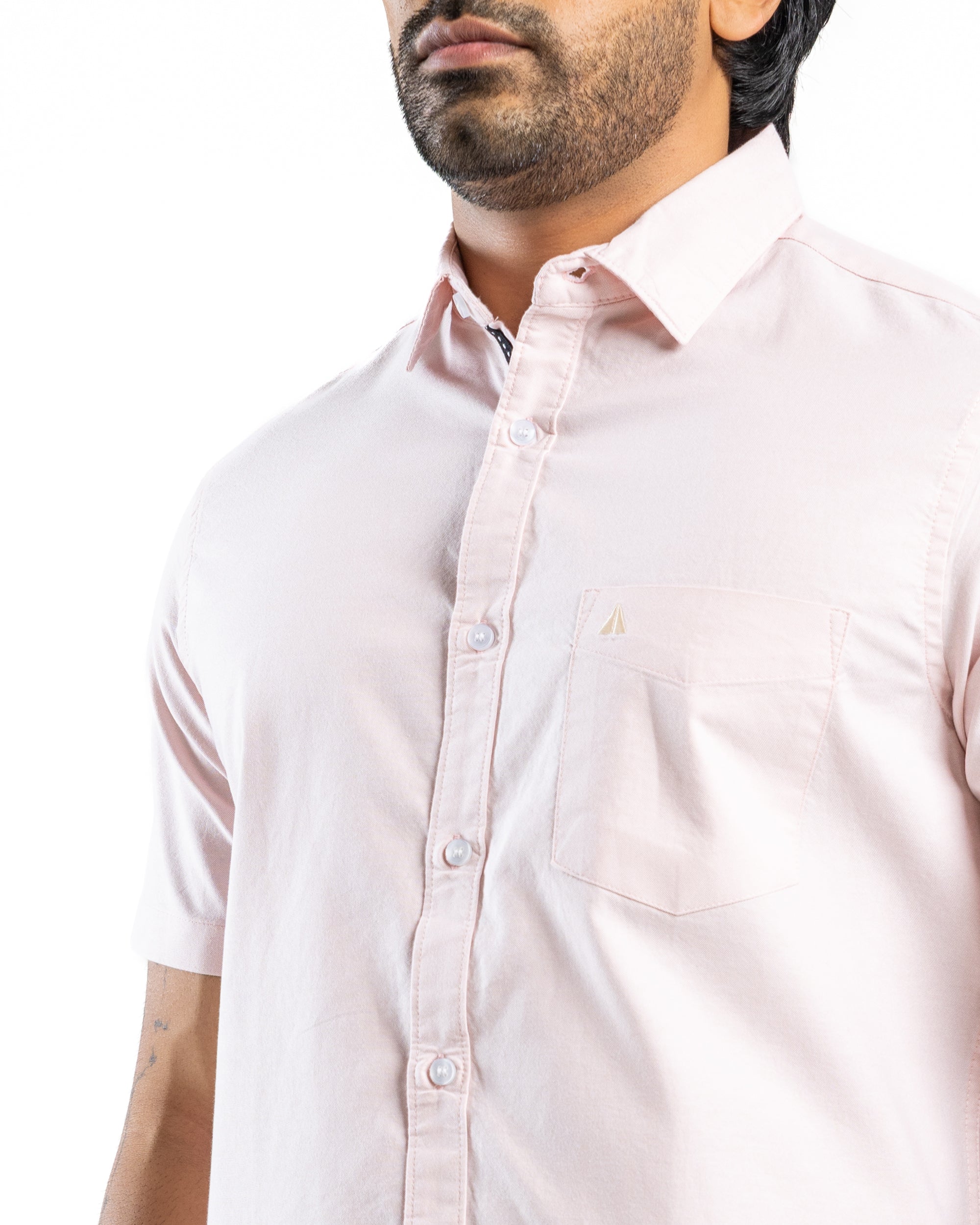 100% COTTON Short Sleeve Shirt - Peach