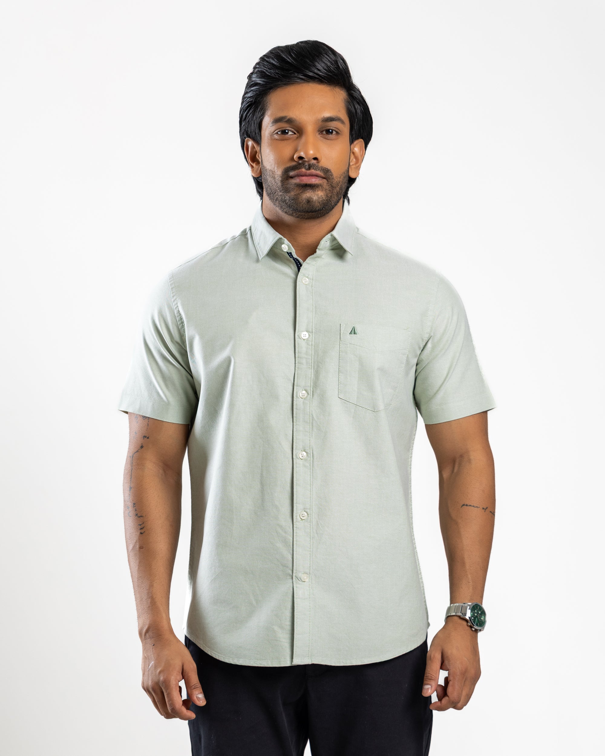 AnationZ Essential Cotton Short Sleeve Shirt - Sage Breeze Sri Lanka