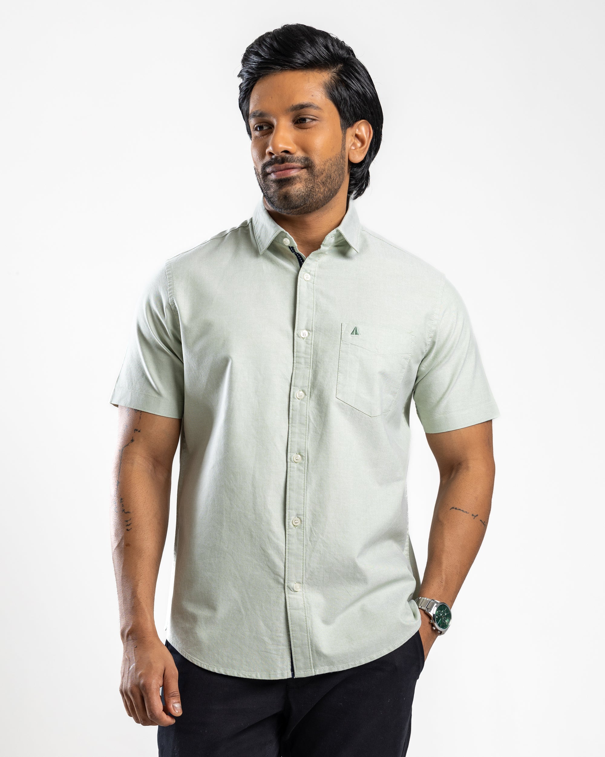 AnationZ Essential Cotton Short Sleeve Shirt - Sage Breeze Sri Lanka