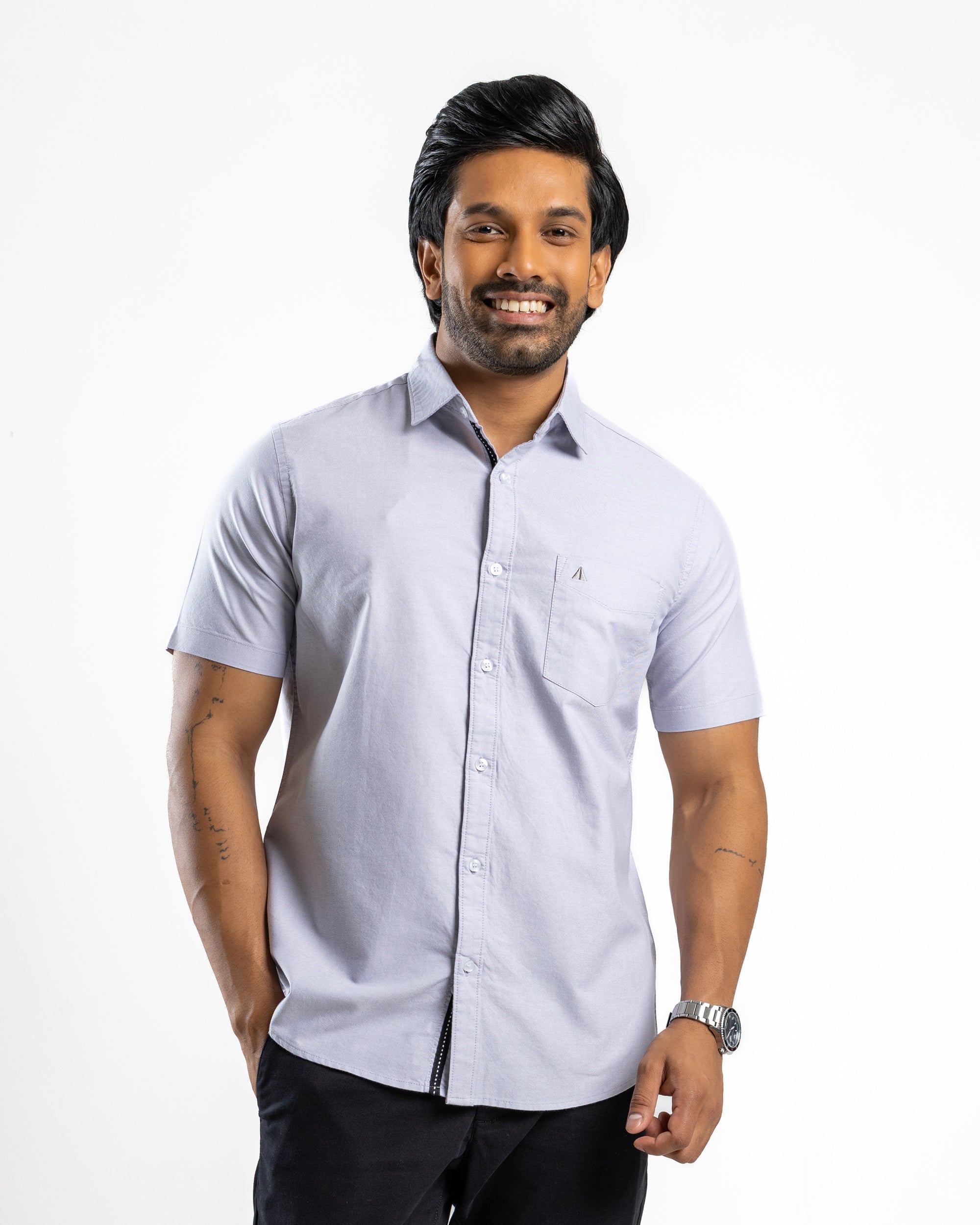 AnationZ Essential Cotton Short Sleeve Shirt - Storm Dust Sri Lanka
