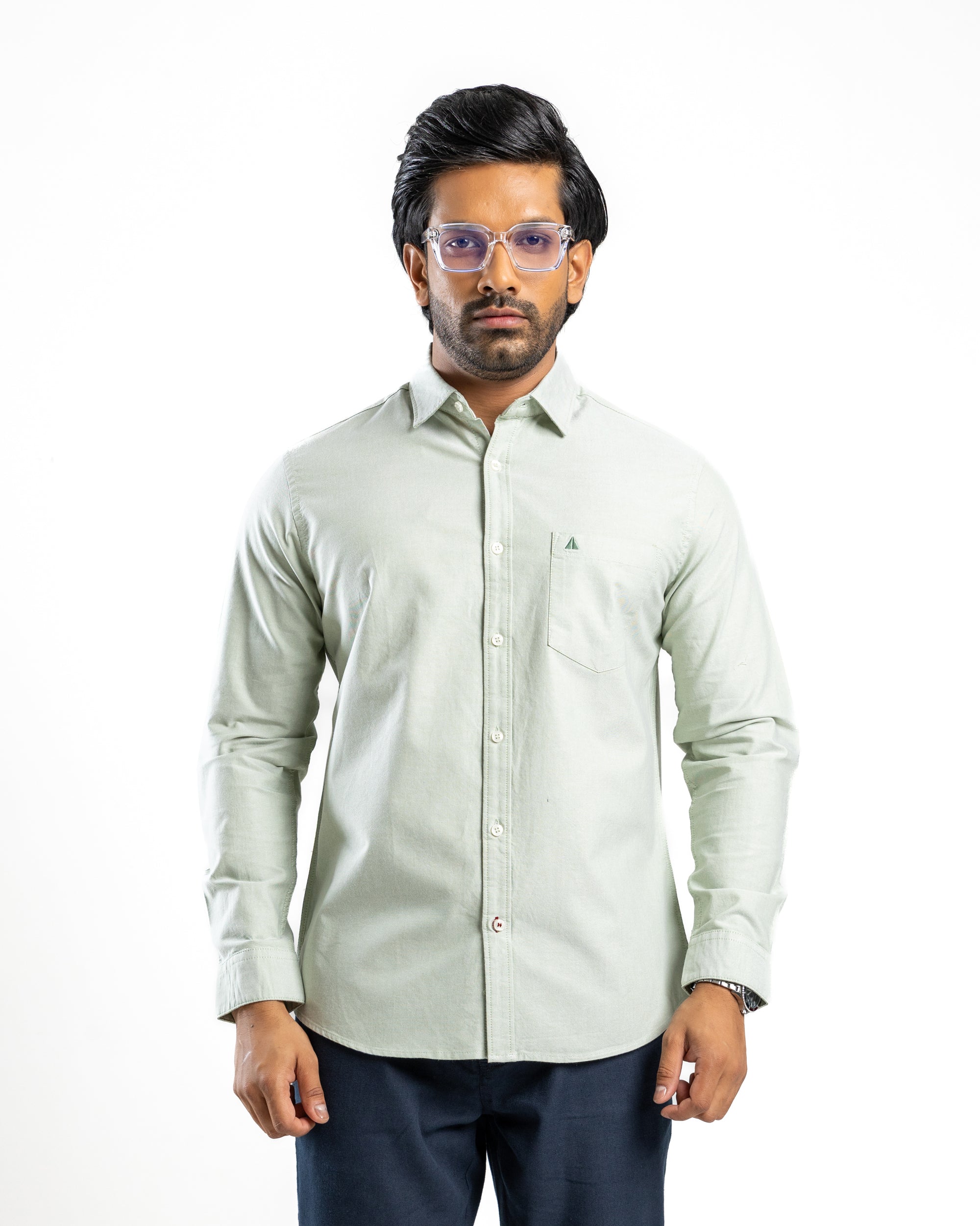 100% COTTON Long Sleeve Shirt - Light Green