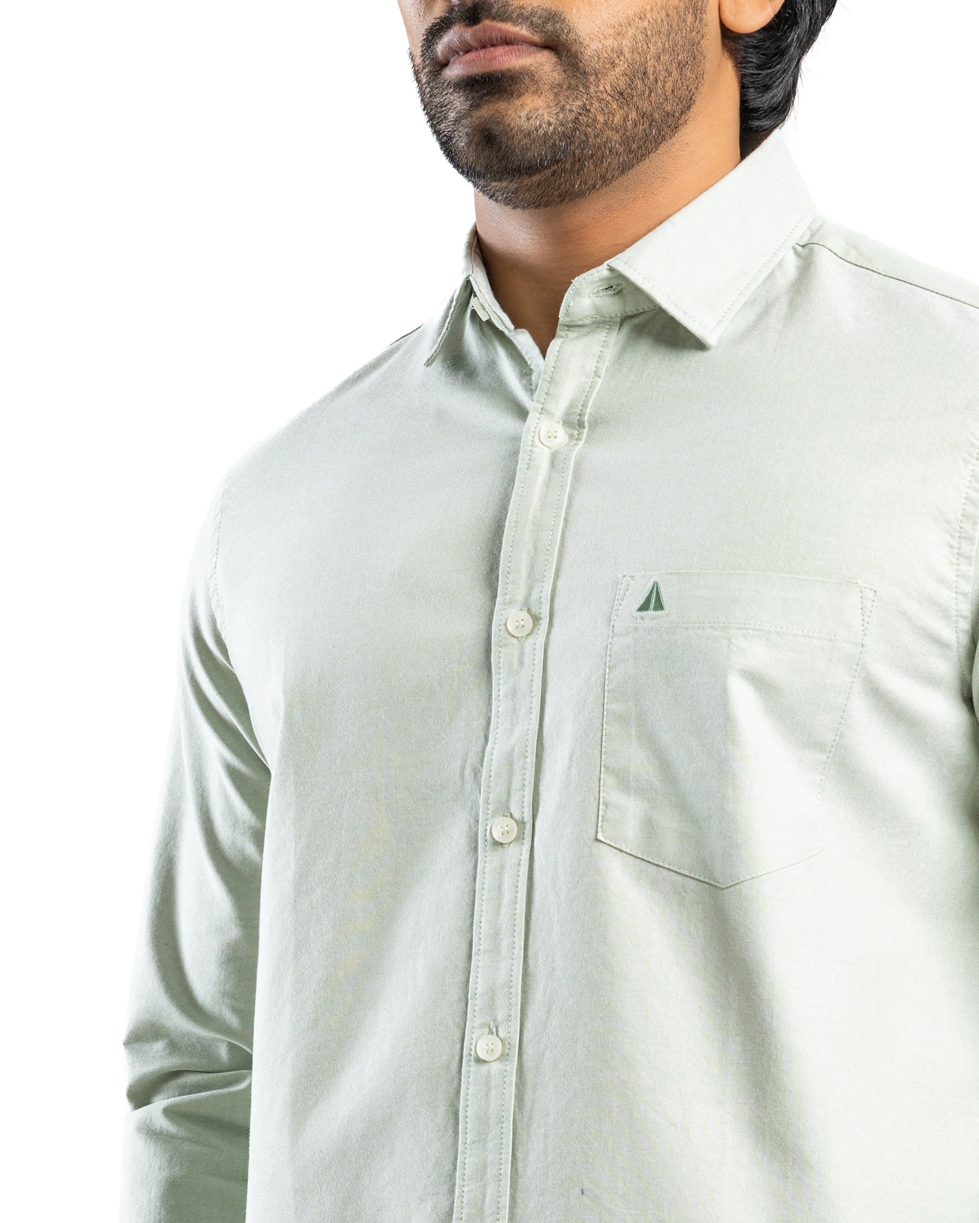 100% COTTON Long Sleeve Shirt - Light Green