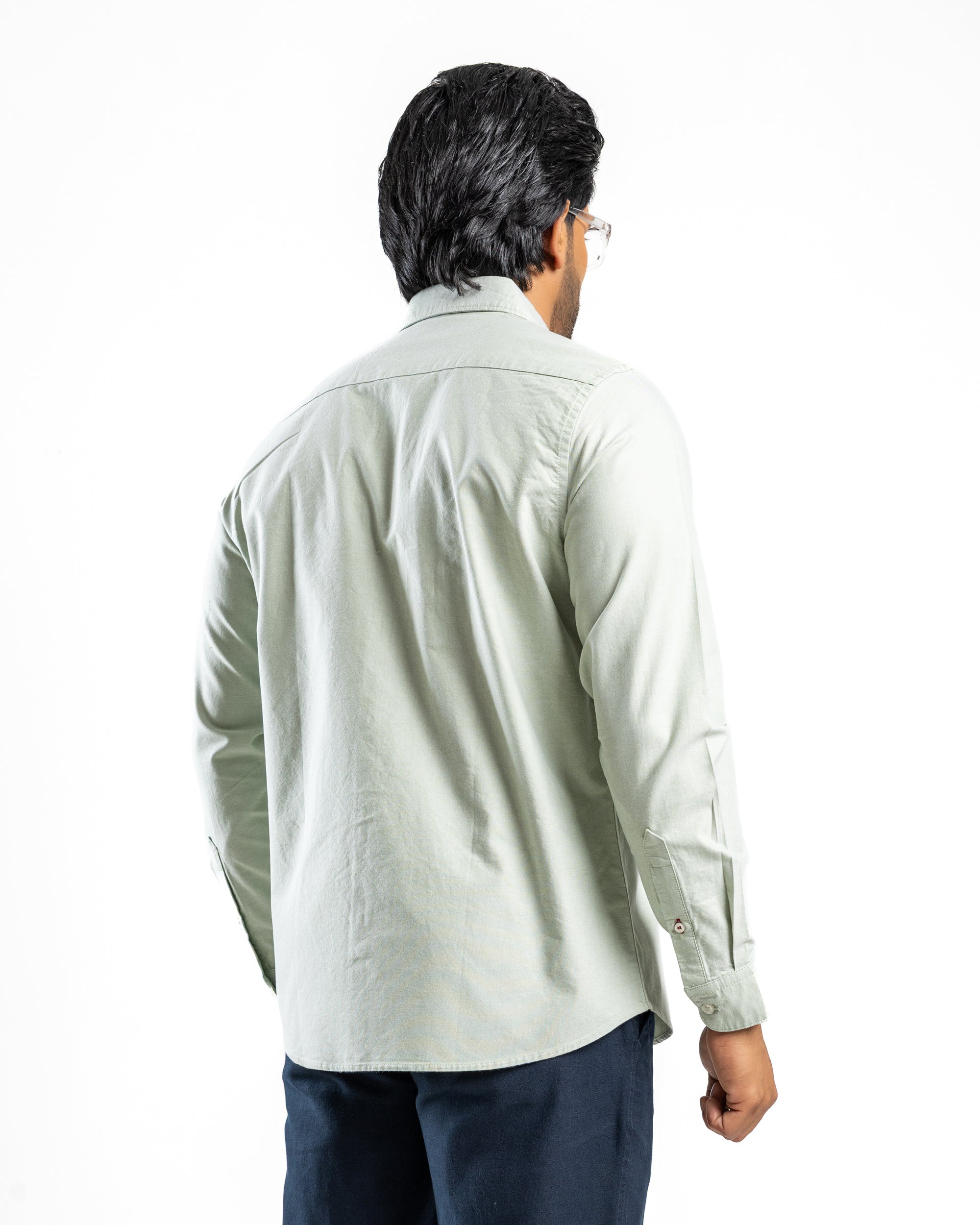100% COTTON Long Sleeve Shirt - Light Green