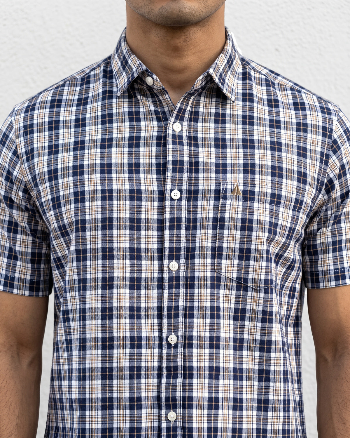 AnationZ Essential Cotton Check Short Sleeve Shirt - Warm Tobacco Sri Lanka