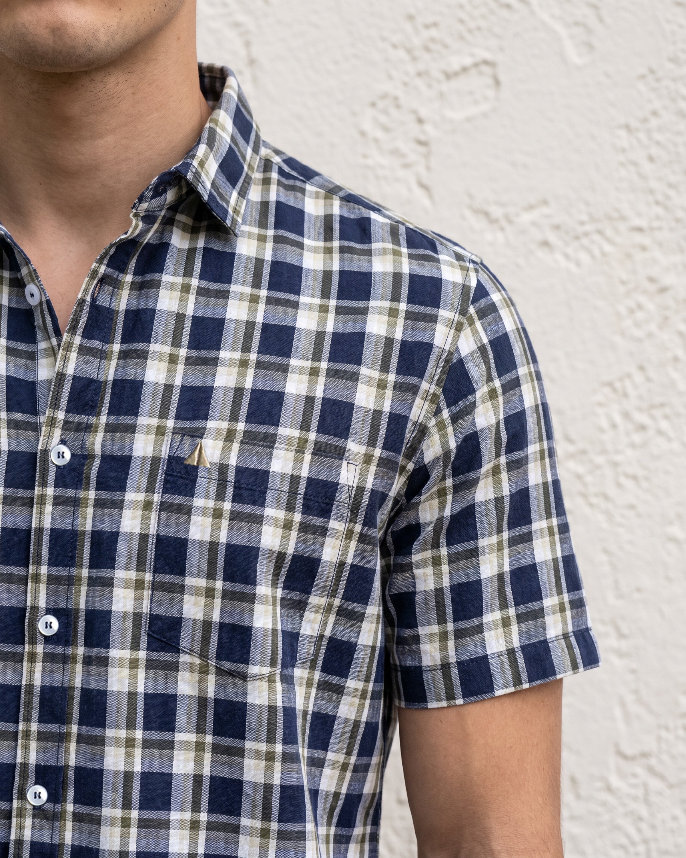 AnationZ Essential Cotton Check Short Sleeve Shirt - Deep Canopy Sri Lanka