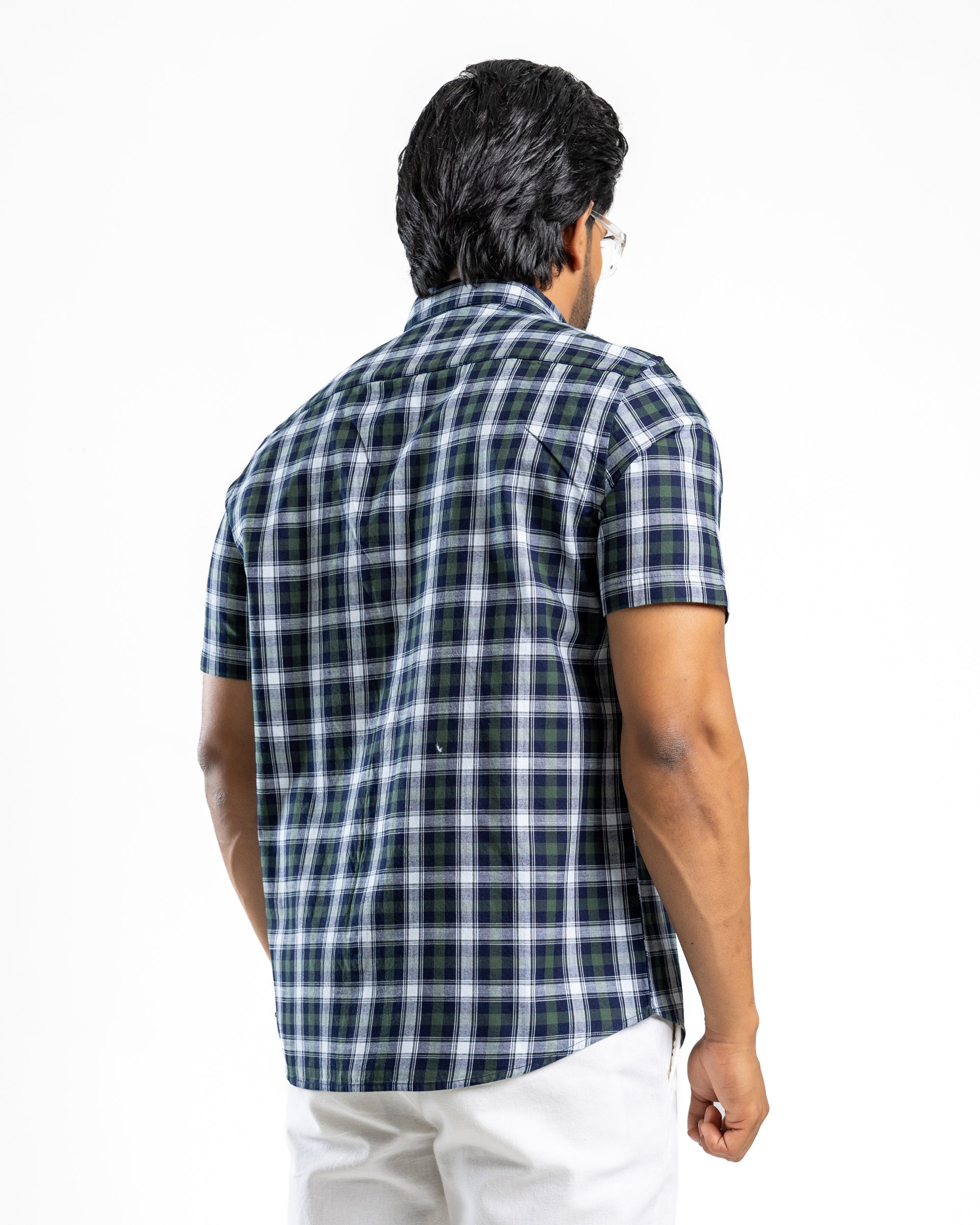AnationZ Essential Cotton Check Short Sleeve Shirt - Deep Canopy Sri Lanka