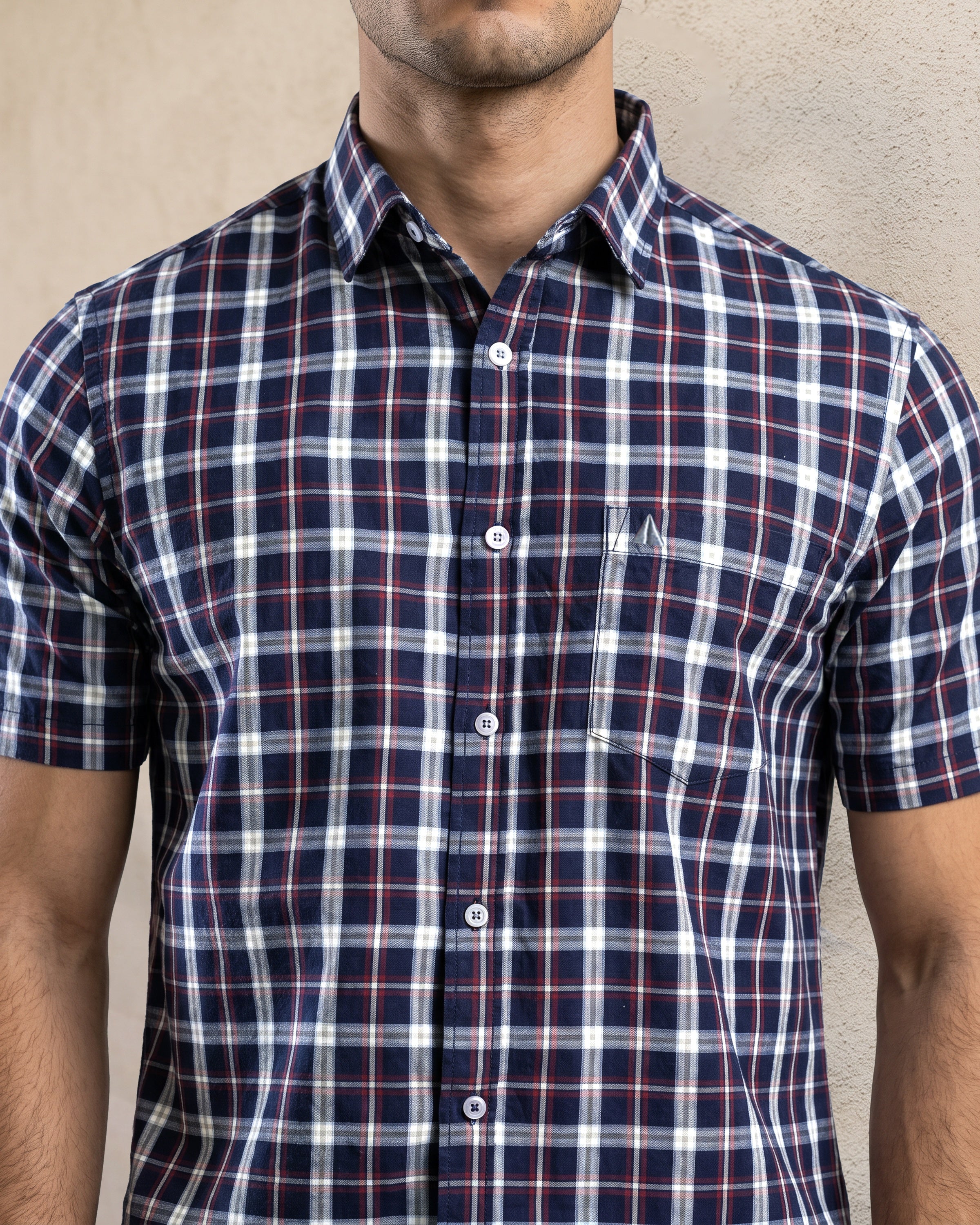 AnationZ Essential Cotton Check Short Sleeve Shirt - Moss Reserve Sri Lanka