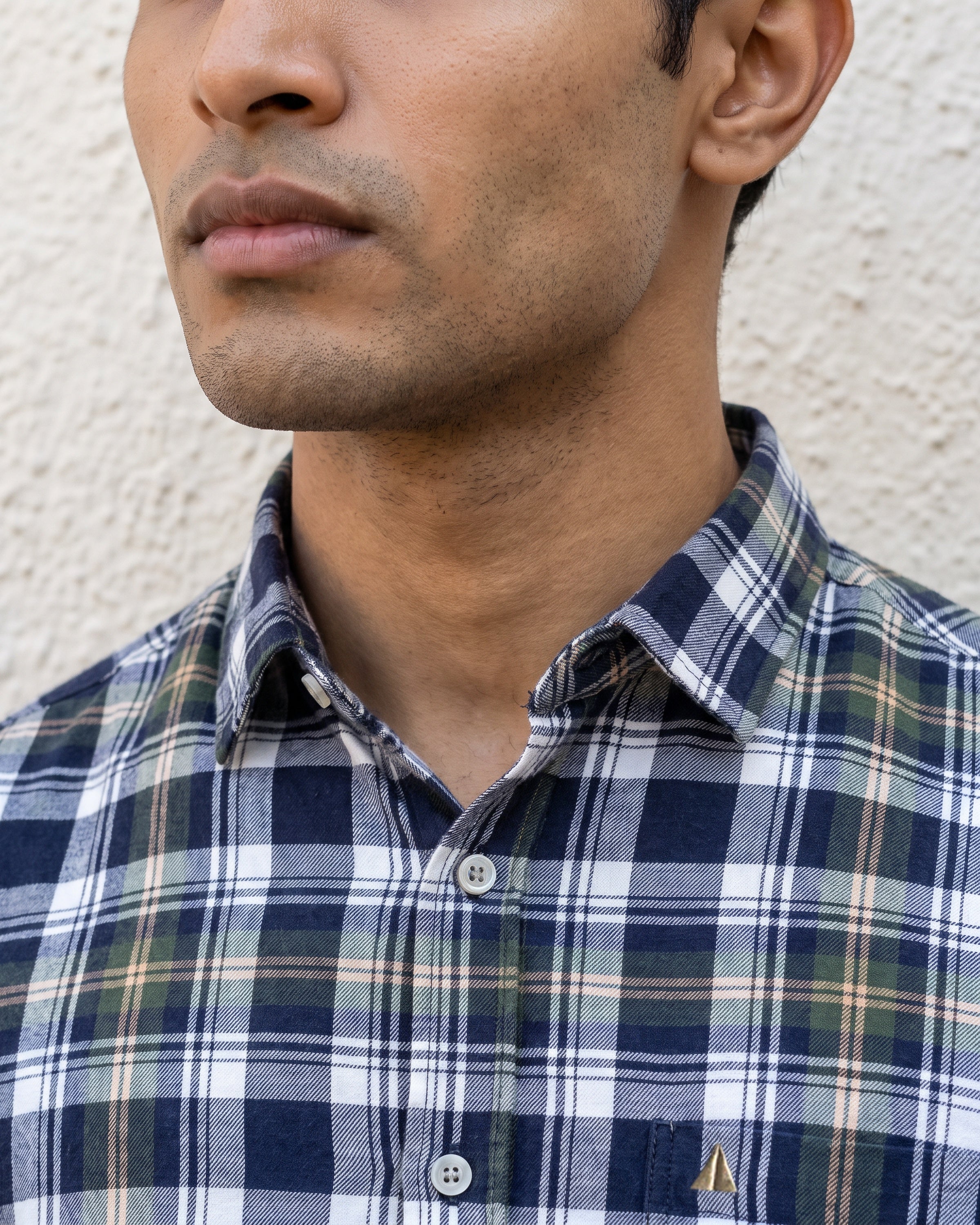 AnationZ Essential Cotton Check Short Sleeve Shirt - Olive Ground Sri Lanka