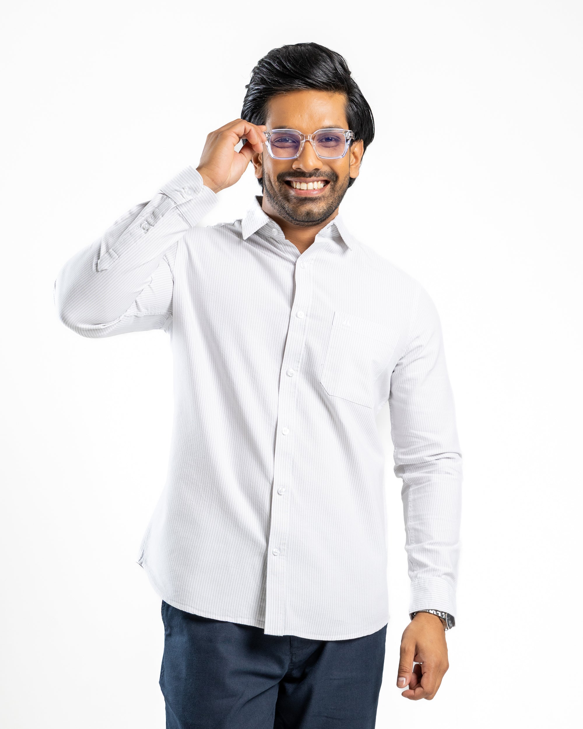 AnationZ Essential Cotton Stripe Long Sleeve Shirt - Raw Canvas Sri Lanka