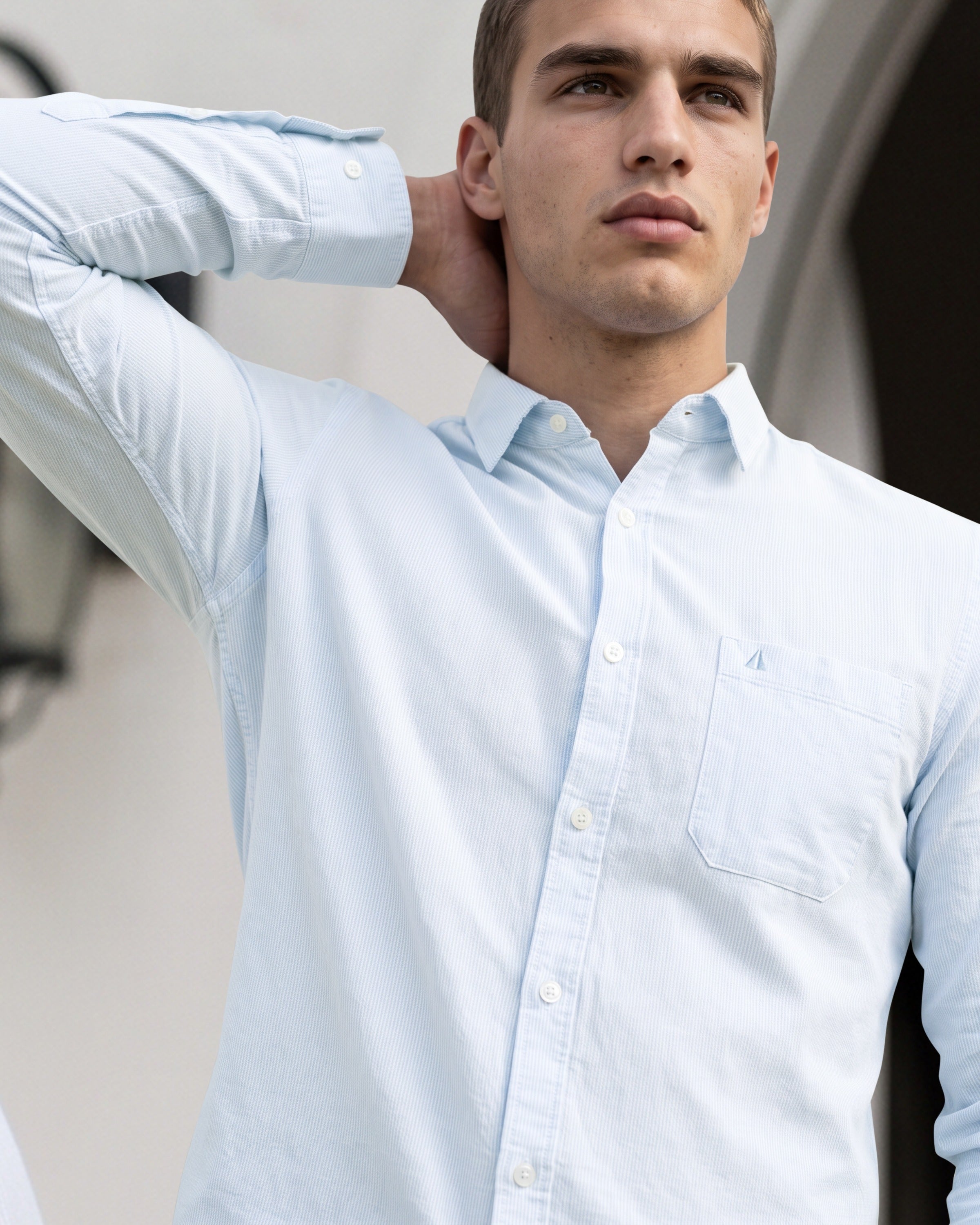 AnationZ Essential Cotton Stripe Long Sleeve Shirt - Terracotta Flame Sri Lanka