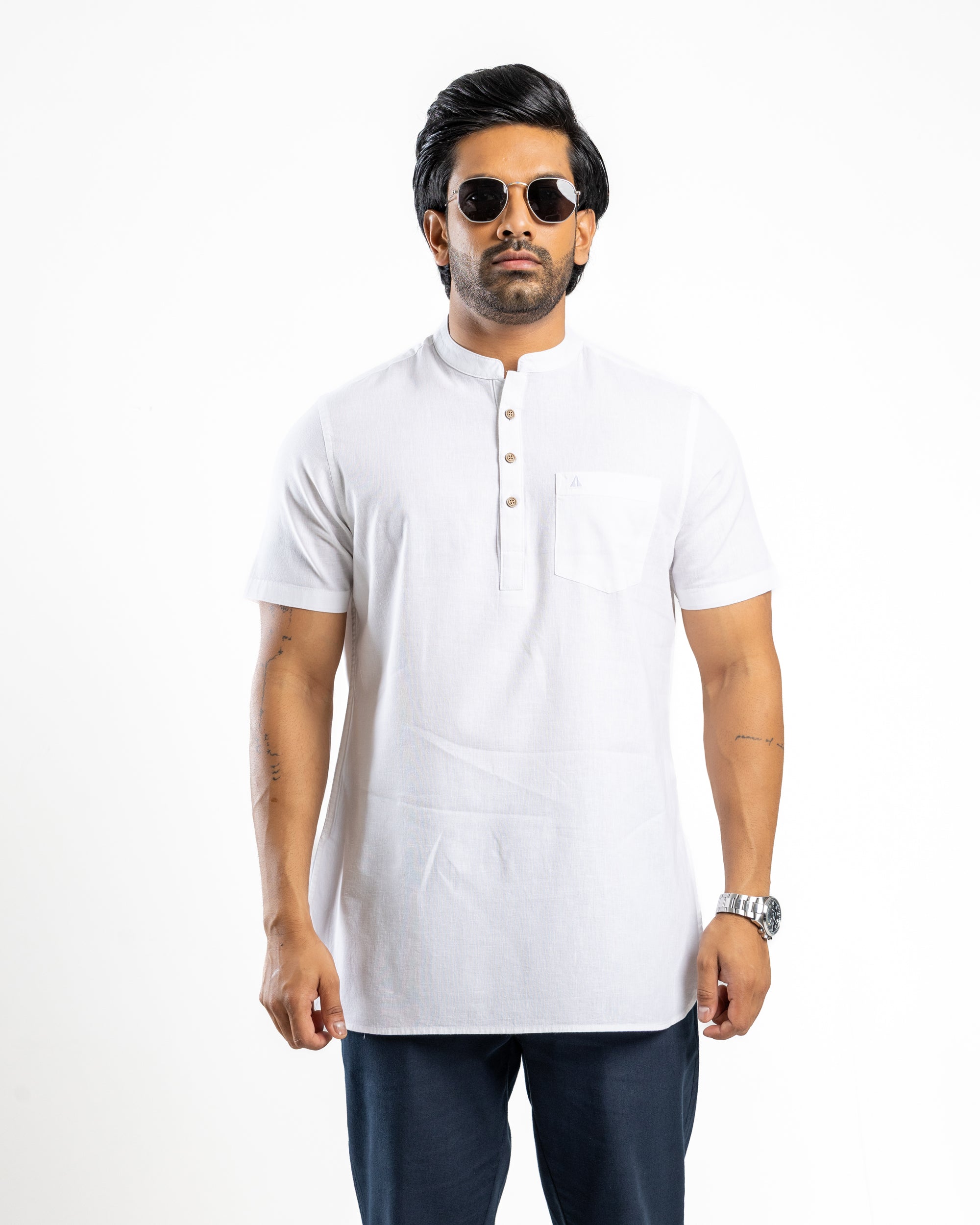 AnationZ Reserve Hemp Mandarin Shirt Alpine White Sri Lanka